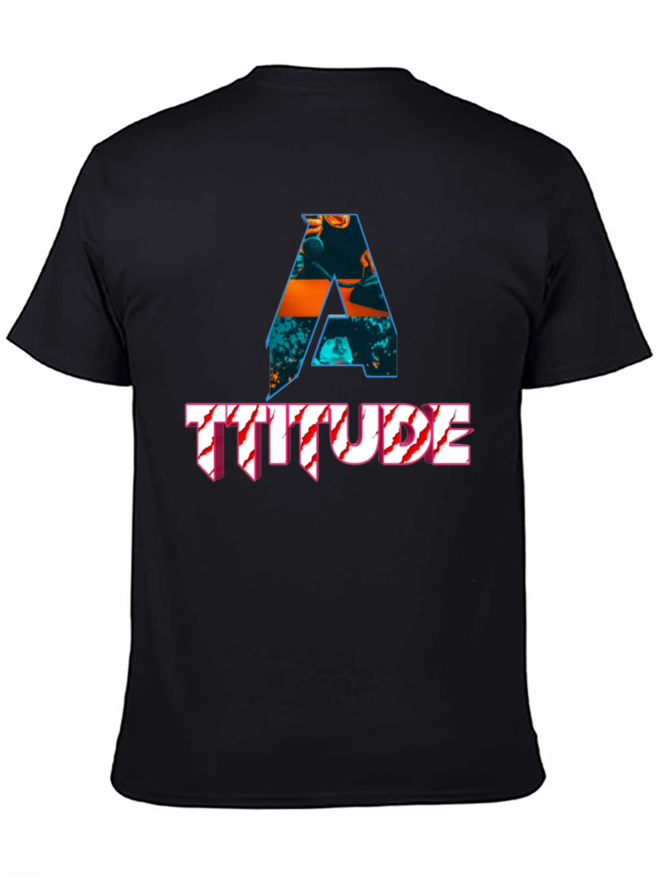 Black Attitude Graphic Print Black T-Shirt view 4