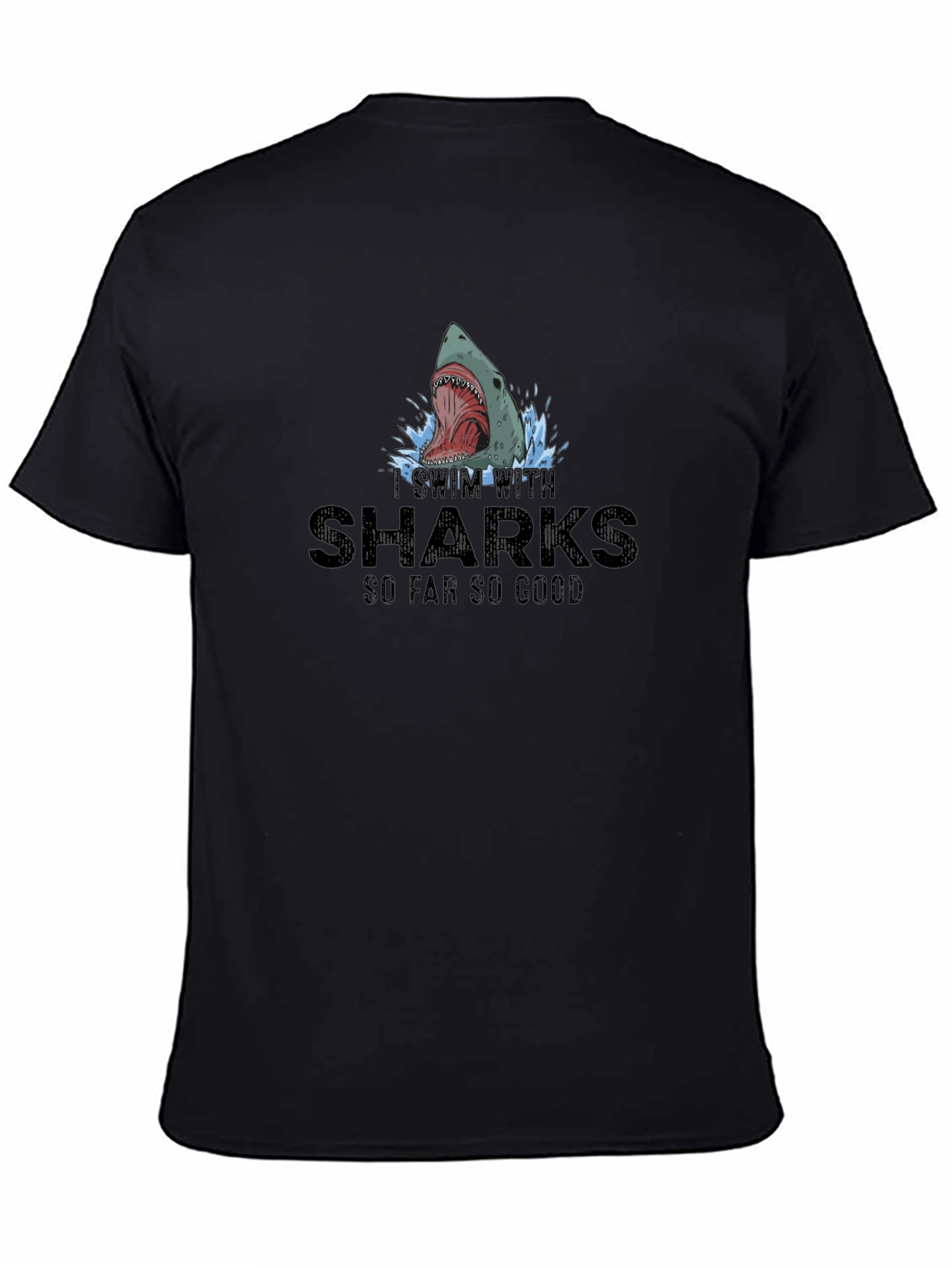 Black I Swim With Sharks Graphic Tee view 4