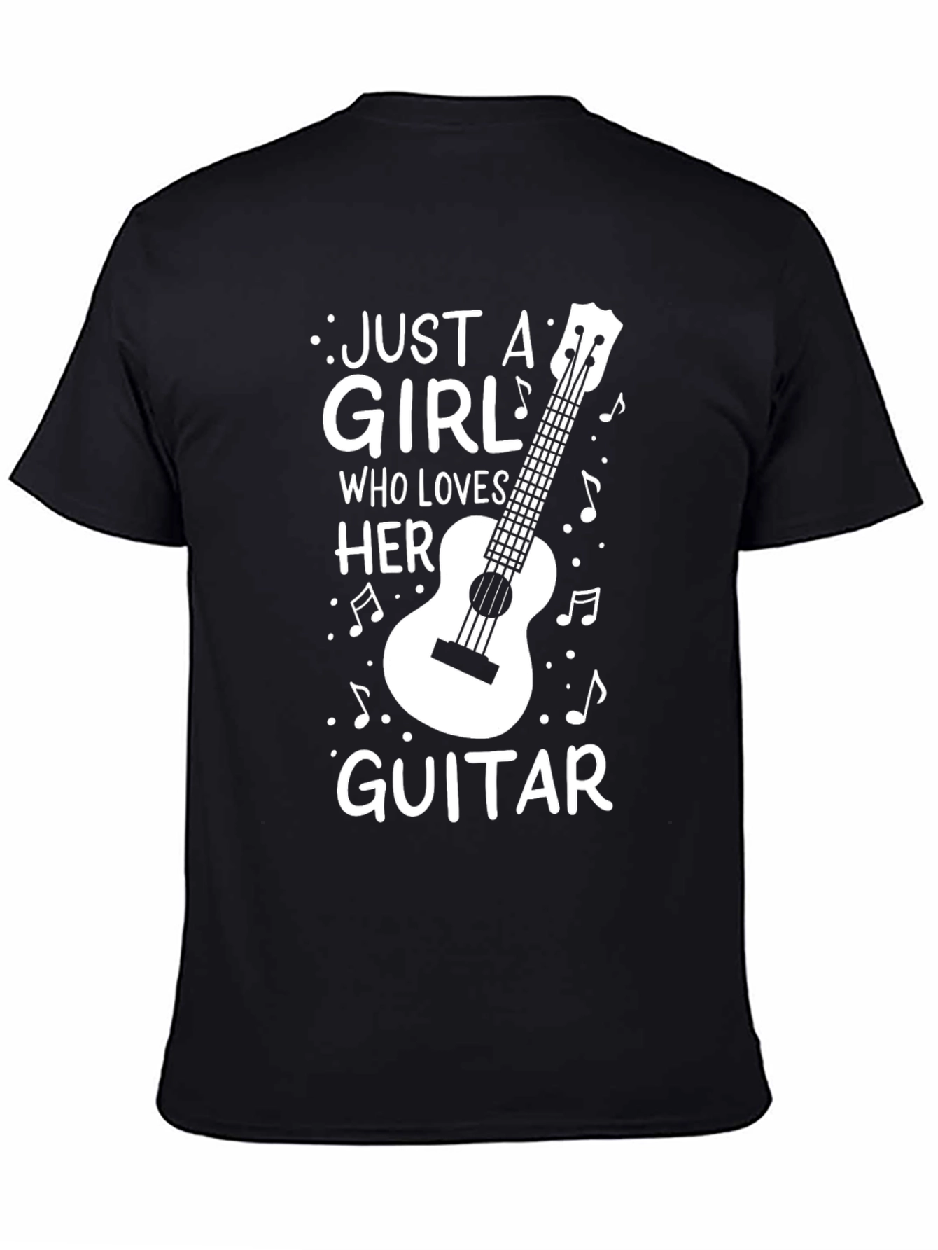 Black Just a Girl Who Loves Her Guitar T-Shirt view 4