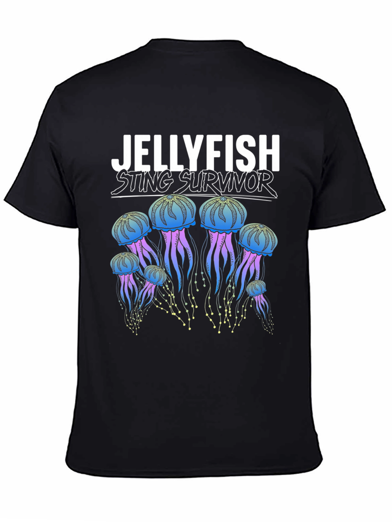 Black Jellyfish Sting Survivor Graphic T-Shirt view 4
