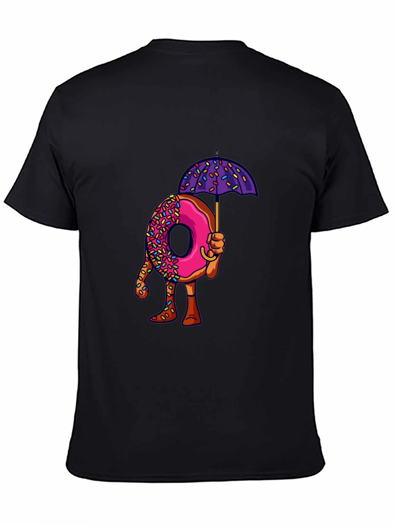 Black Donut Umbrella Graphic Tee - Unique Novelty Design view 4