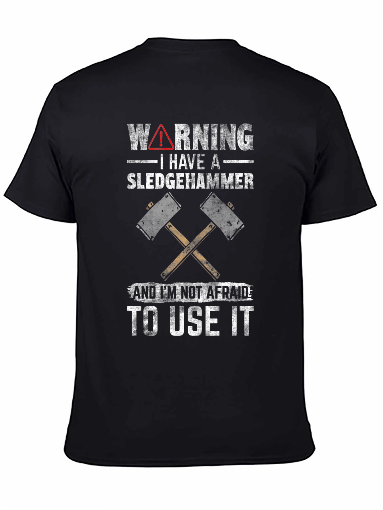 Black Warning Sledgehammer Graphic Tee view 4