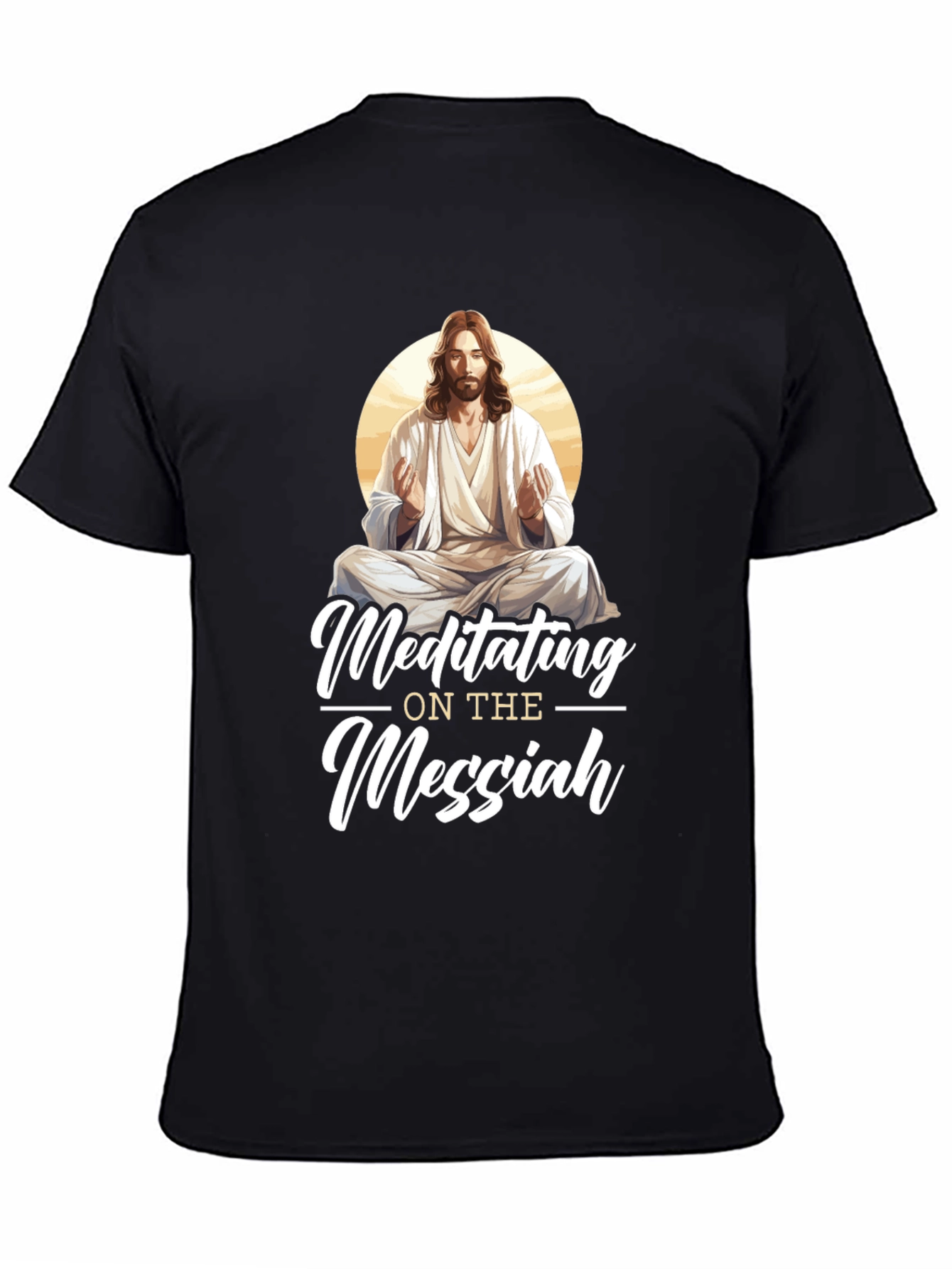 Black Meditating Messiah T-Shirt - Spiritual Comfort view 4