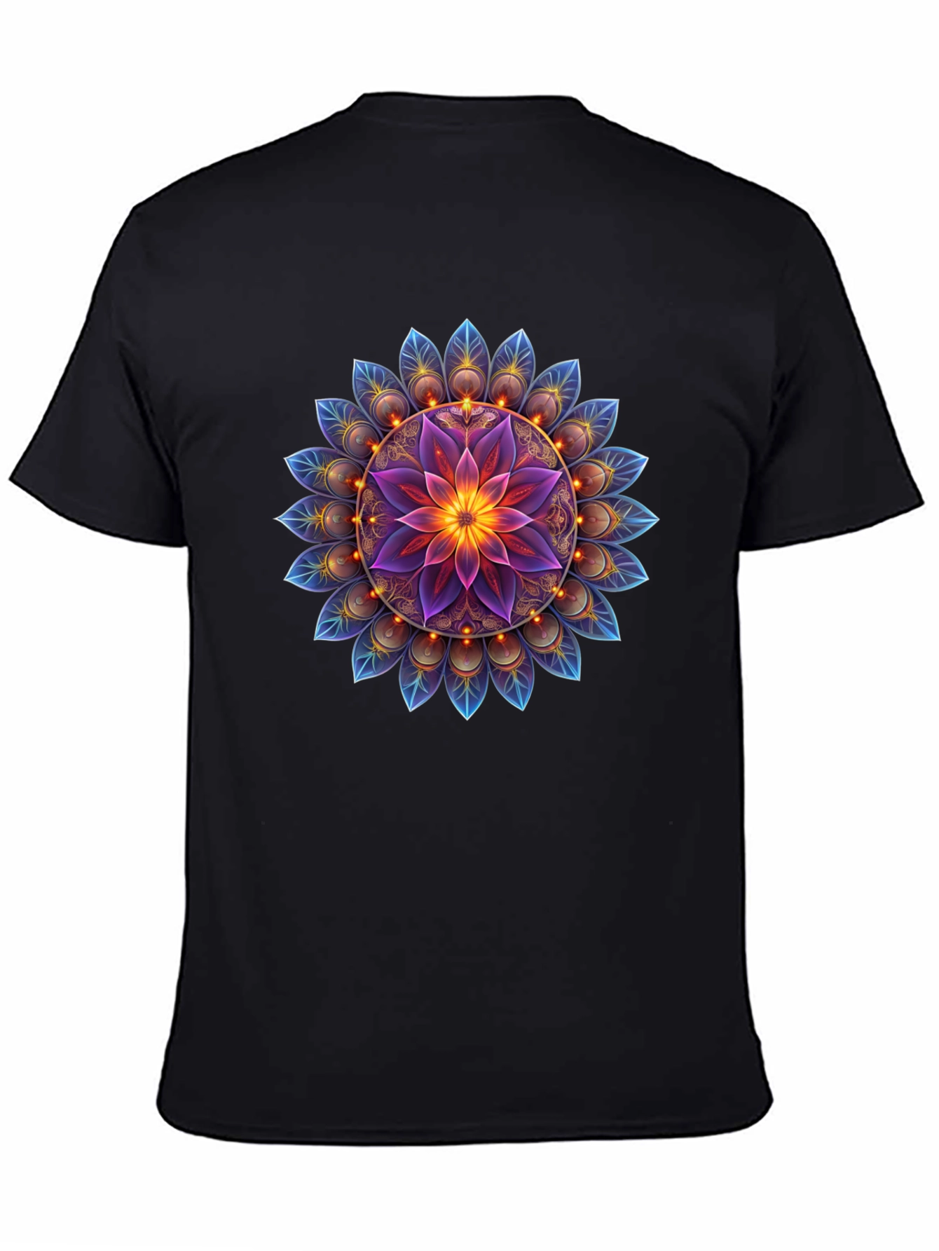 Black Floral Mandala Graphic Tee - Black Cotton Blend view 4