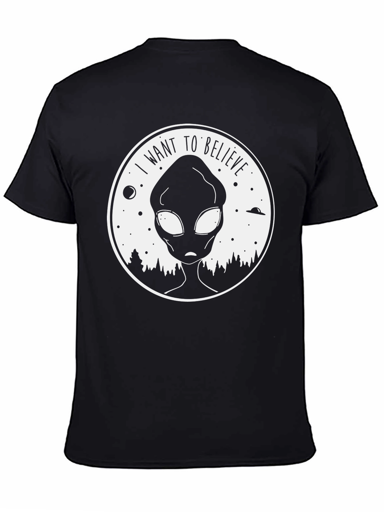 Black I Want To Believe Alien T-Shirt view 4