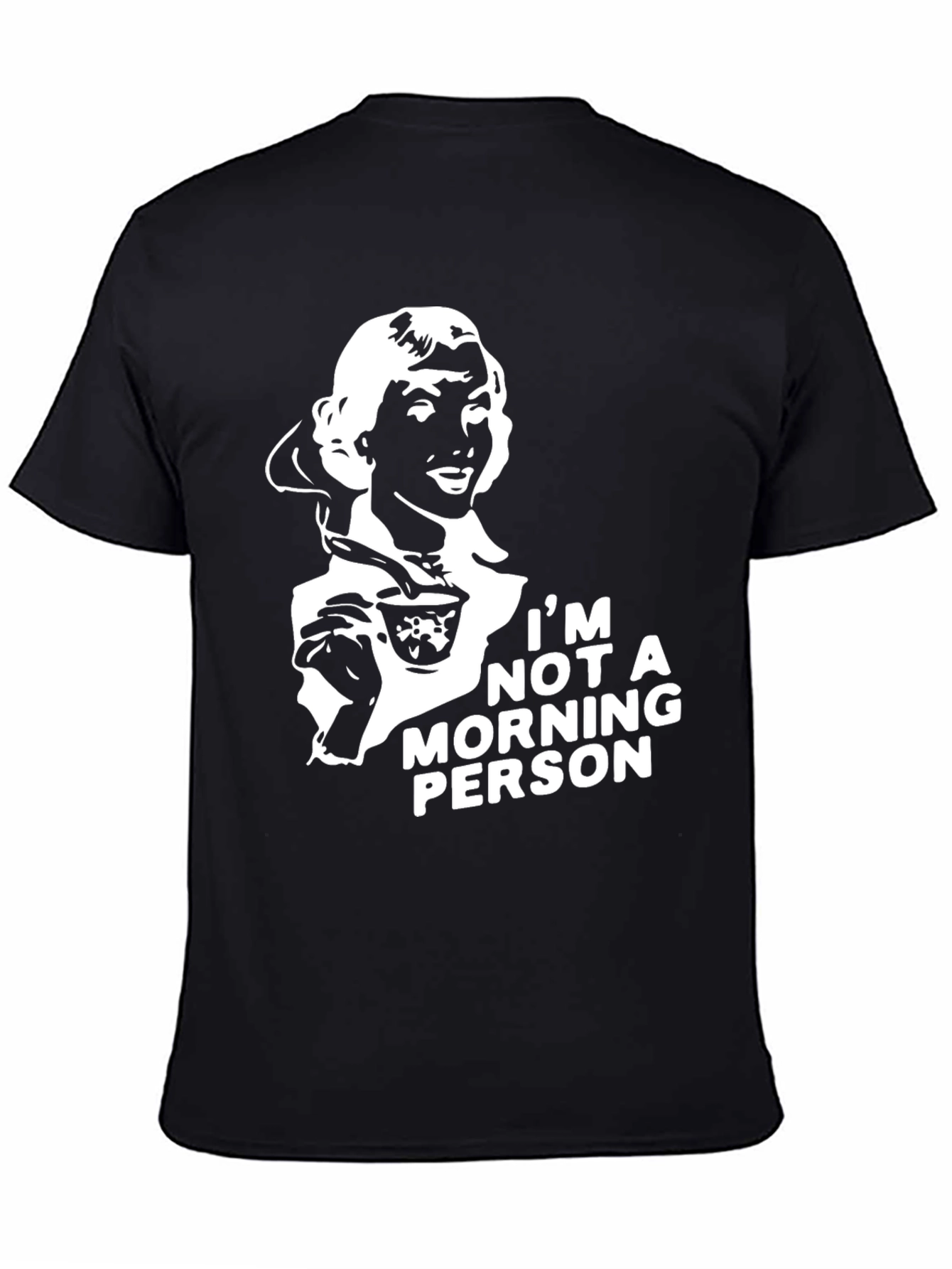 Black Funny "Not a Morning Person" Graphic T-Shirt view 4
