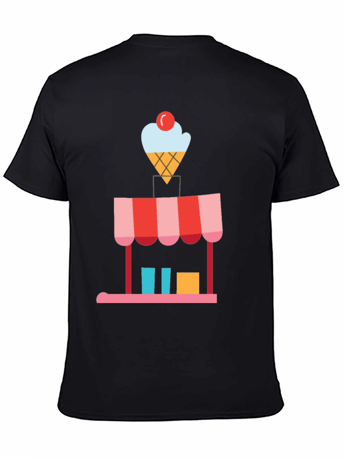 Black Ice Cream Shop Graphic Tee - Black Cotton T-Shirt view 4