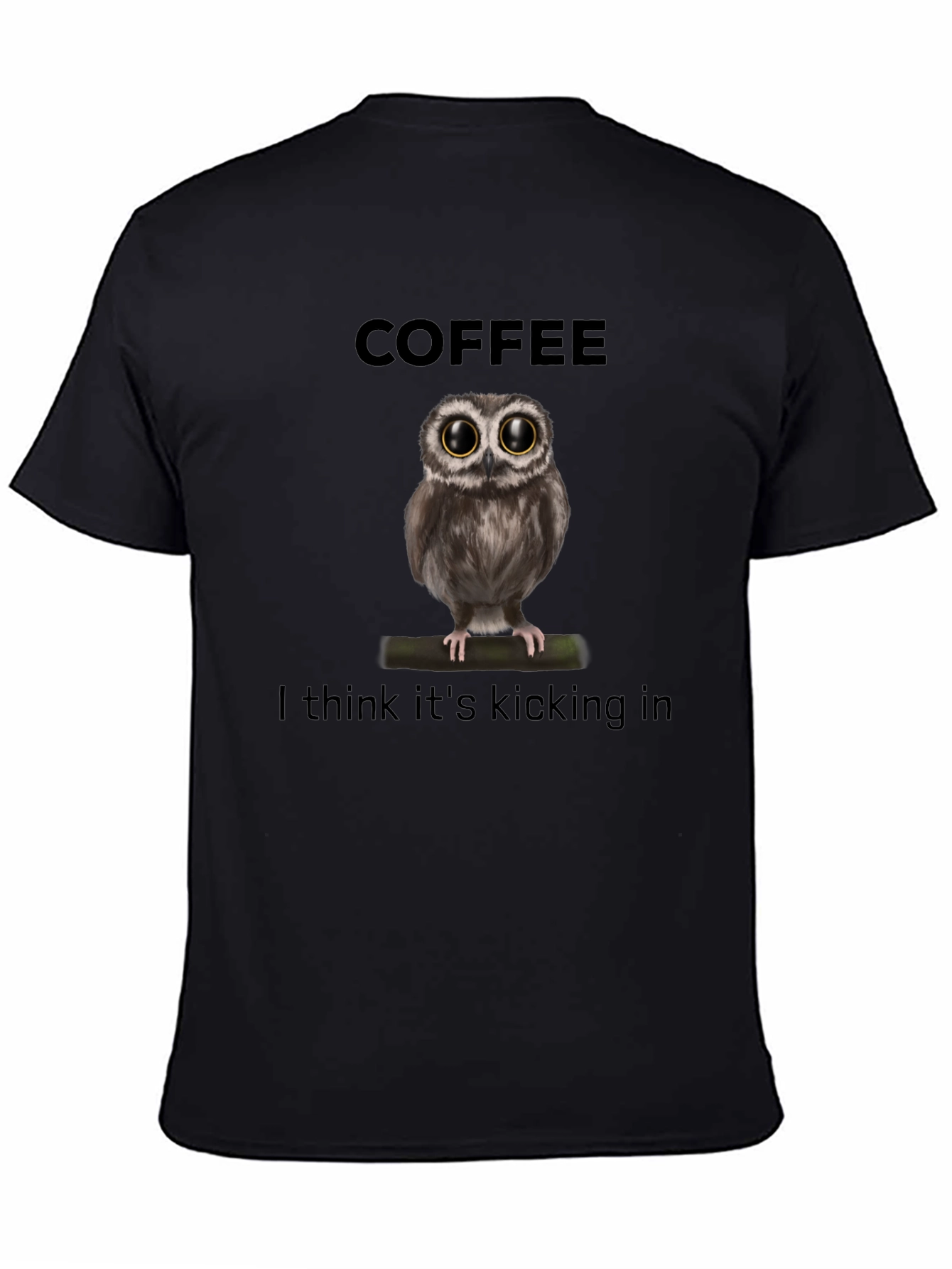 Black Coffee Owl Graphic T-Shirt - I Think It's Kicking In view 4