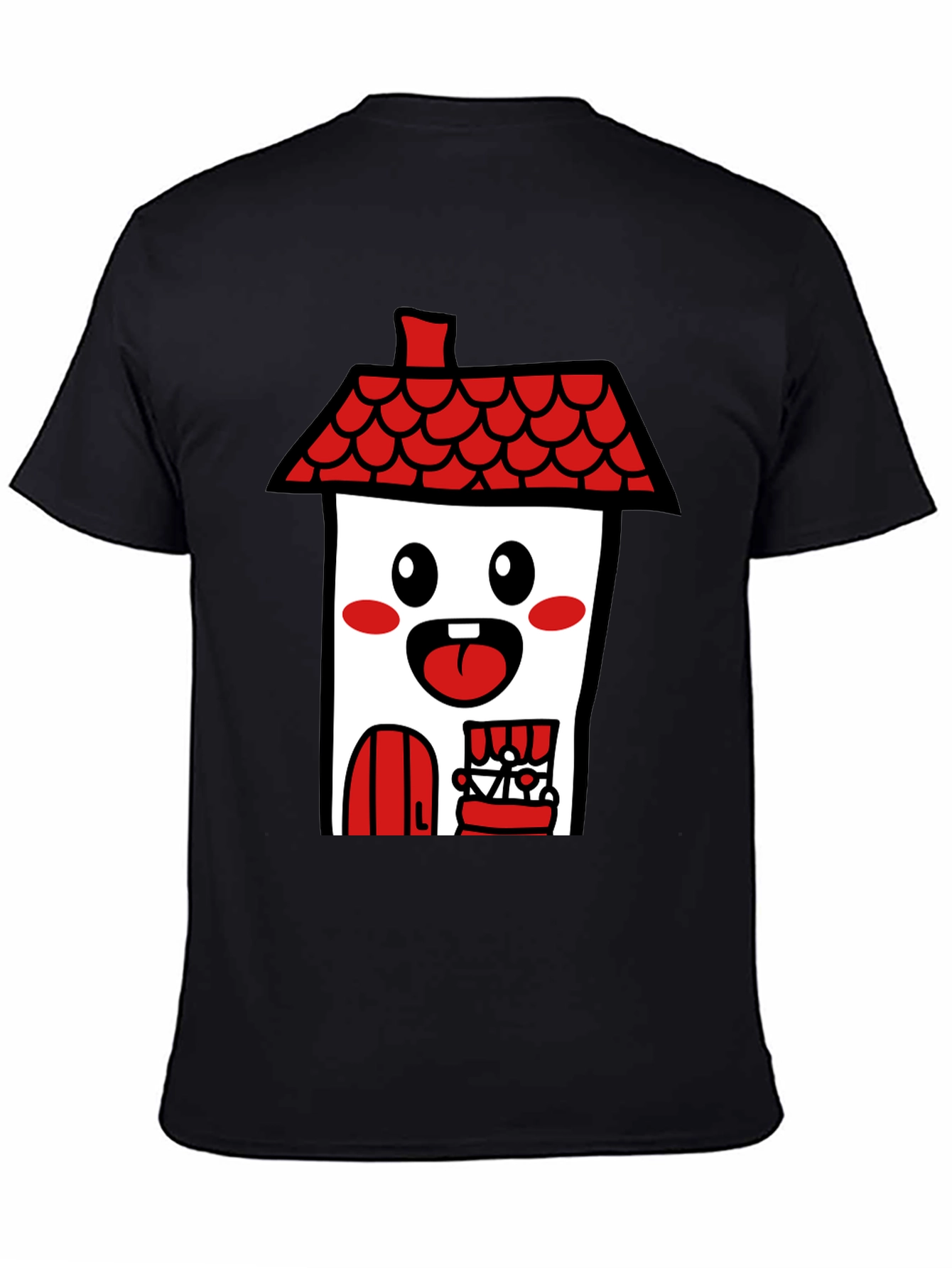 Black Kawaii House T-Shirt - Cute Cartoon Graphic Tee view 4