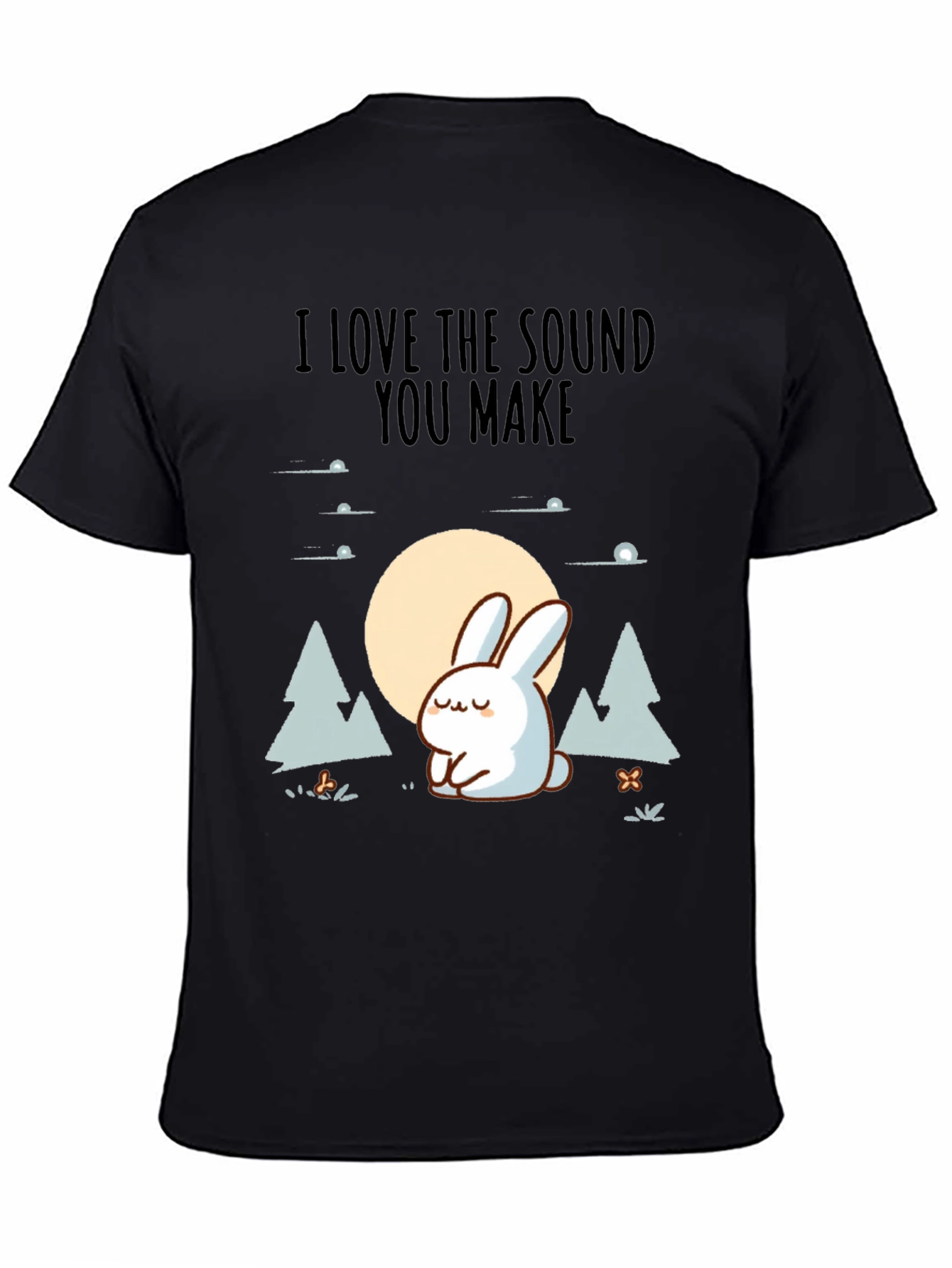 Black Cute Rabbit Graphic Tee - "I Love the Sound You Make" view 4