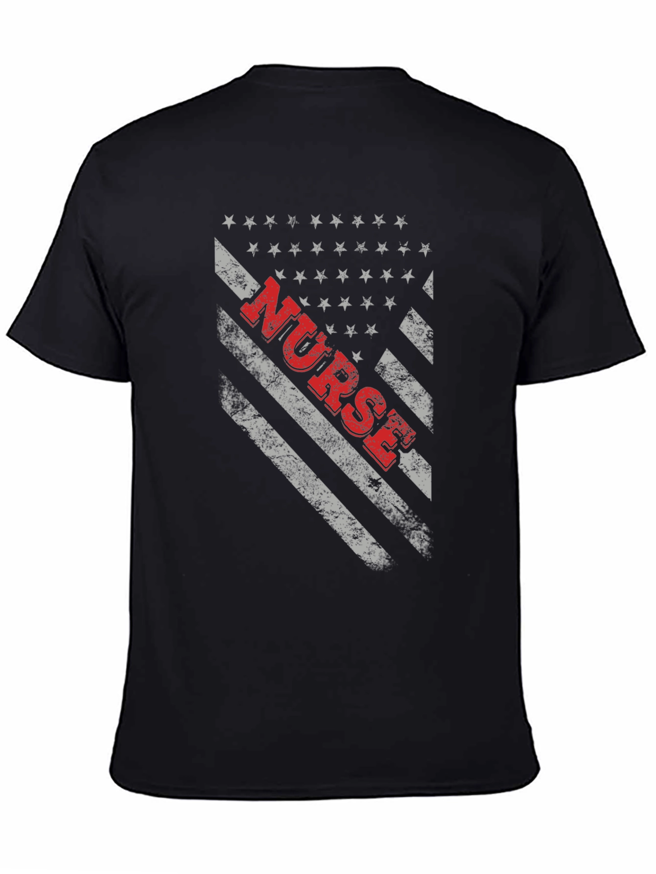 Black Nurse American Flag T-Shirt - Patriotic Healthcare Tee view 4