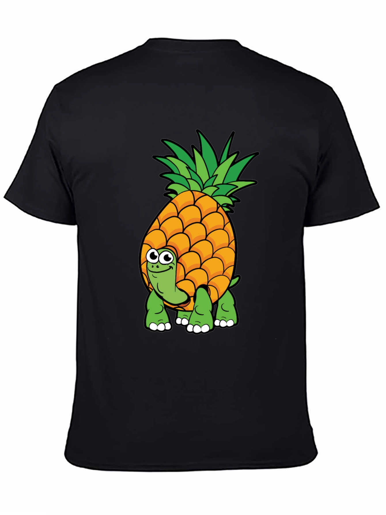 Black Pineapple Turtle Graphic Tee - Novelty Cartoon Shirt view 4