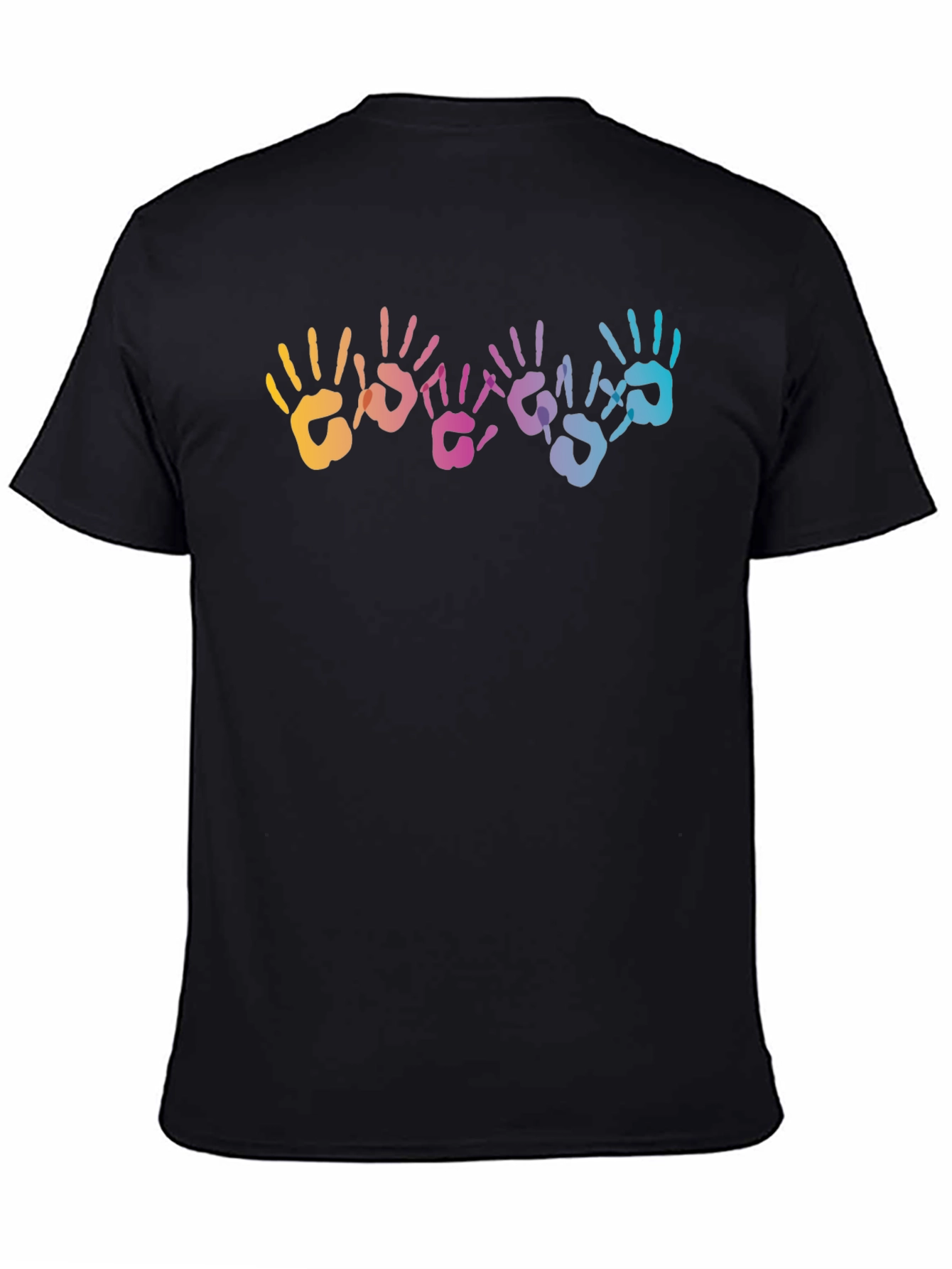 Black Rainbow Handprint Graphic T-Shirt - Black view 4
