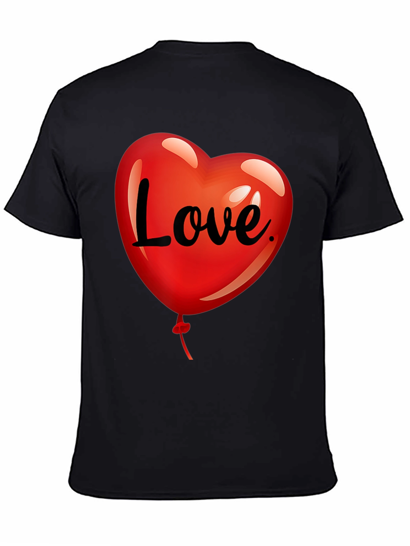 Black Love Heart Balloon Graphic Tee - Black view 4