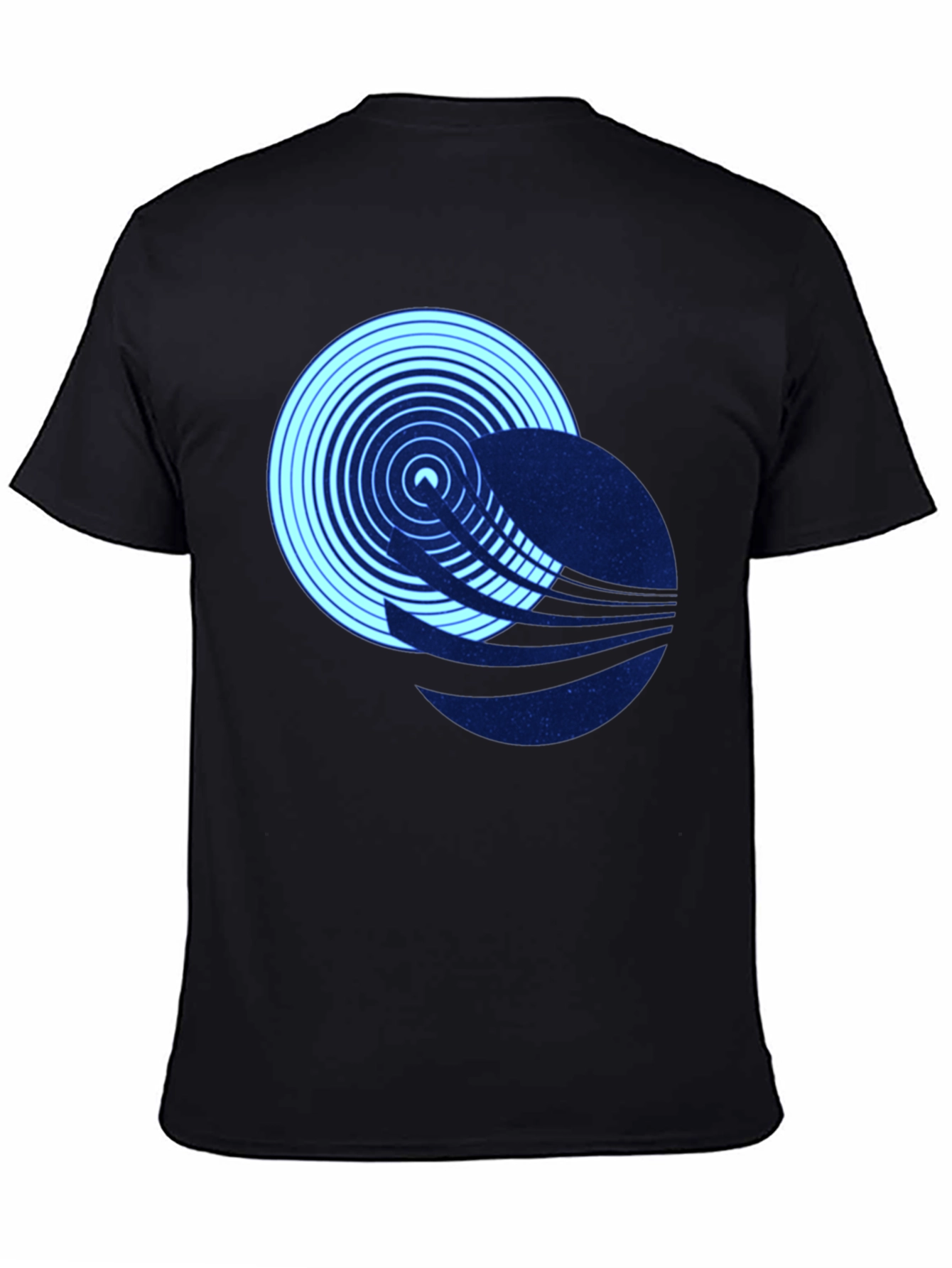 Black Abstract Circle Graphic Tee - Black Cotton Blend T-Shirt view 4