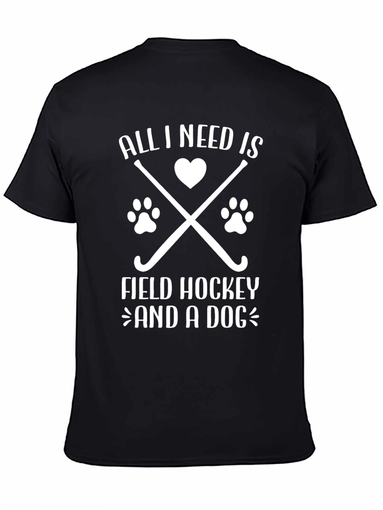 Black Field Hockey & Dog Lover T-Shirt view 4