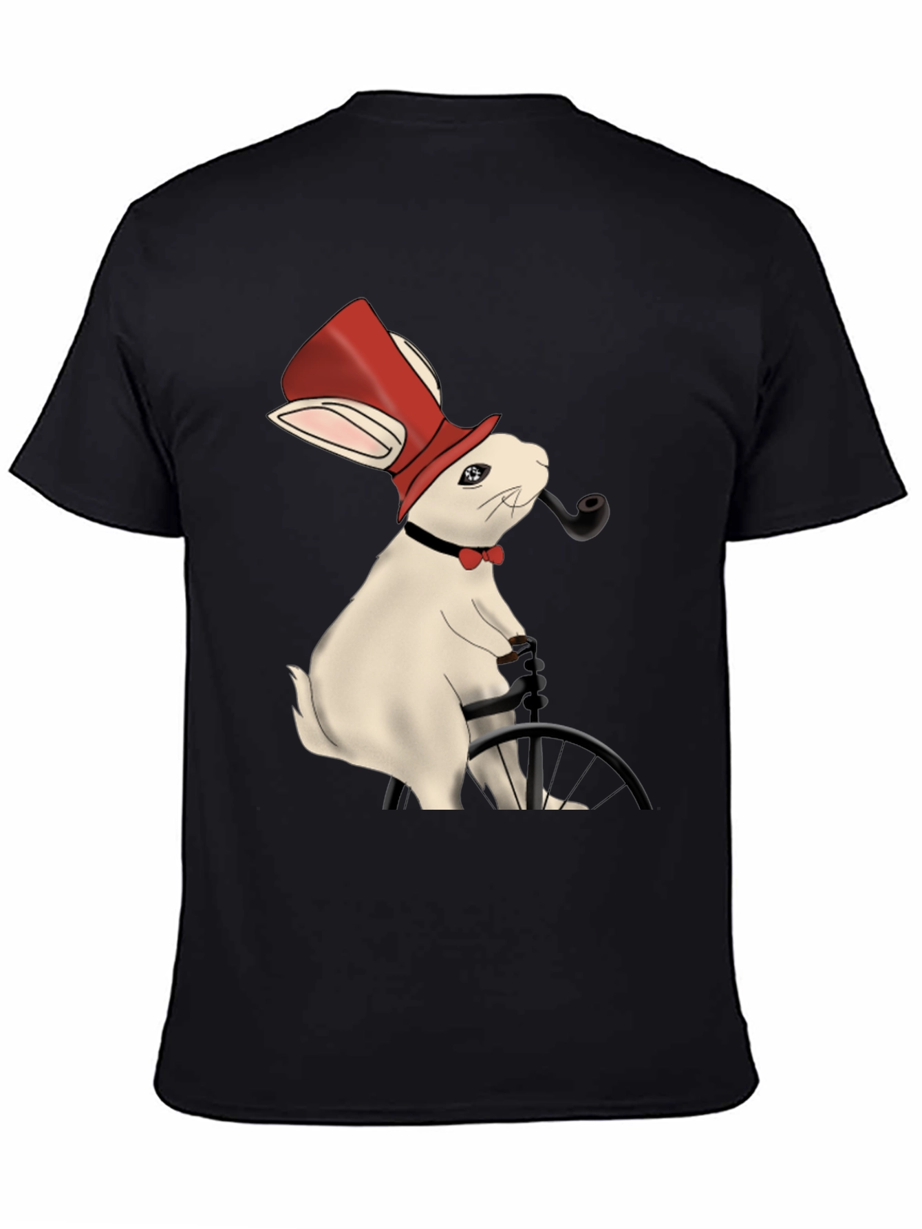 Black Rabbit Gentleman T-Shirt - Unique Design view 4