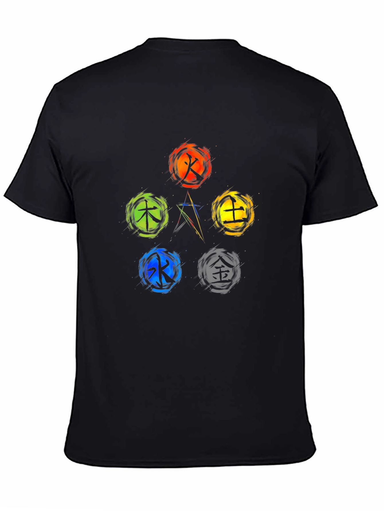 Black Five Elements Symbol T-Shirt view 4