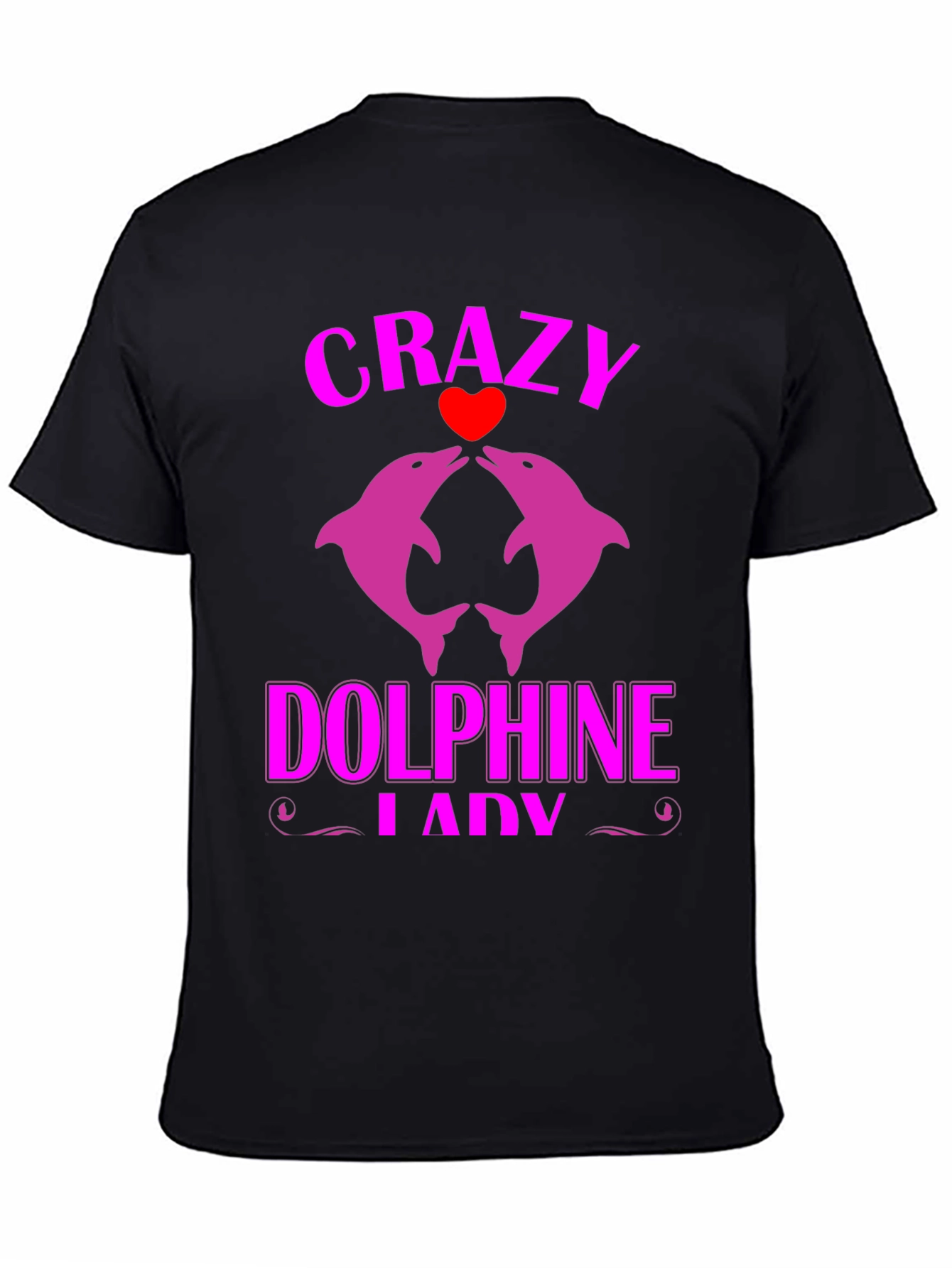 Black Crazy Dolphin Lady Graphic Tee view 4