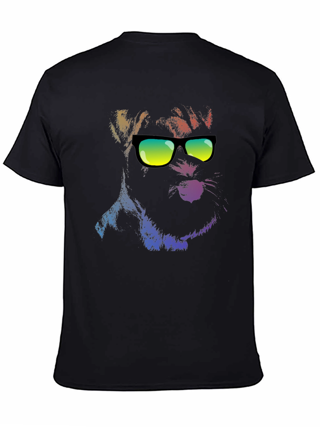 Black Cool Dog in Shades Men's Black T-Shirt view 4