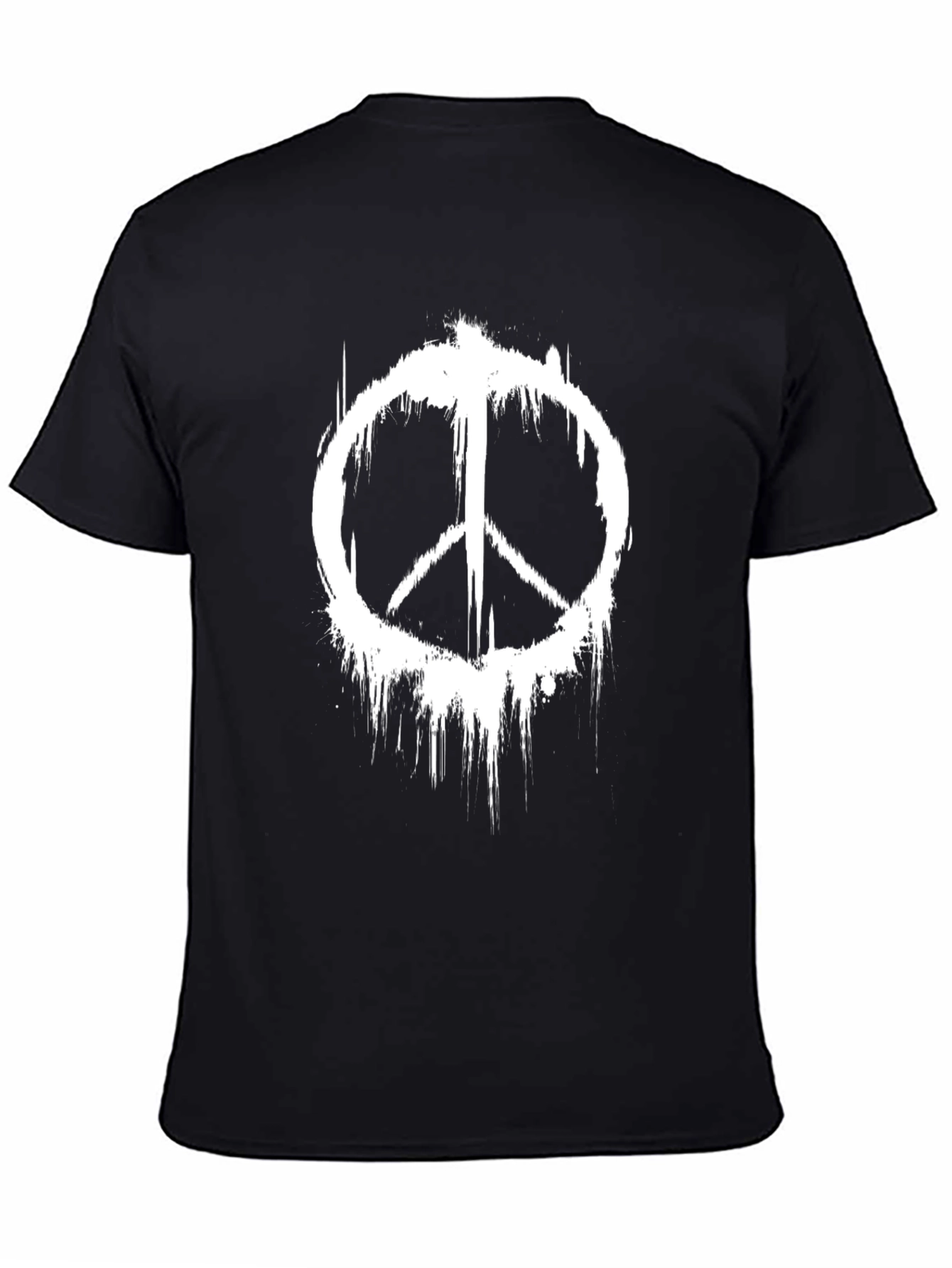 Black Peace Symbol Distressed Graphic T-Shirt view 4