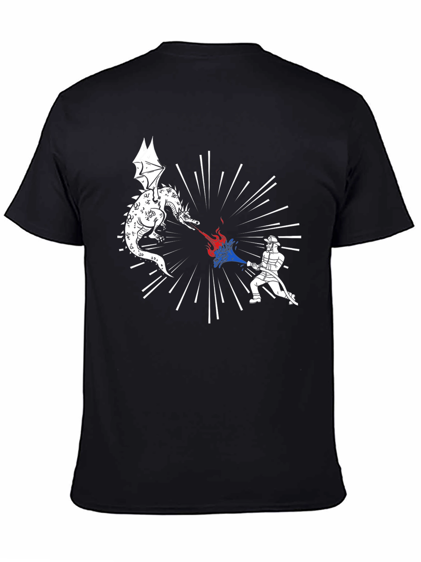 Black Dragon vs Firefighter Graphic Tee - Black view 4