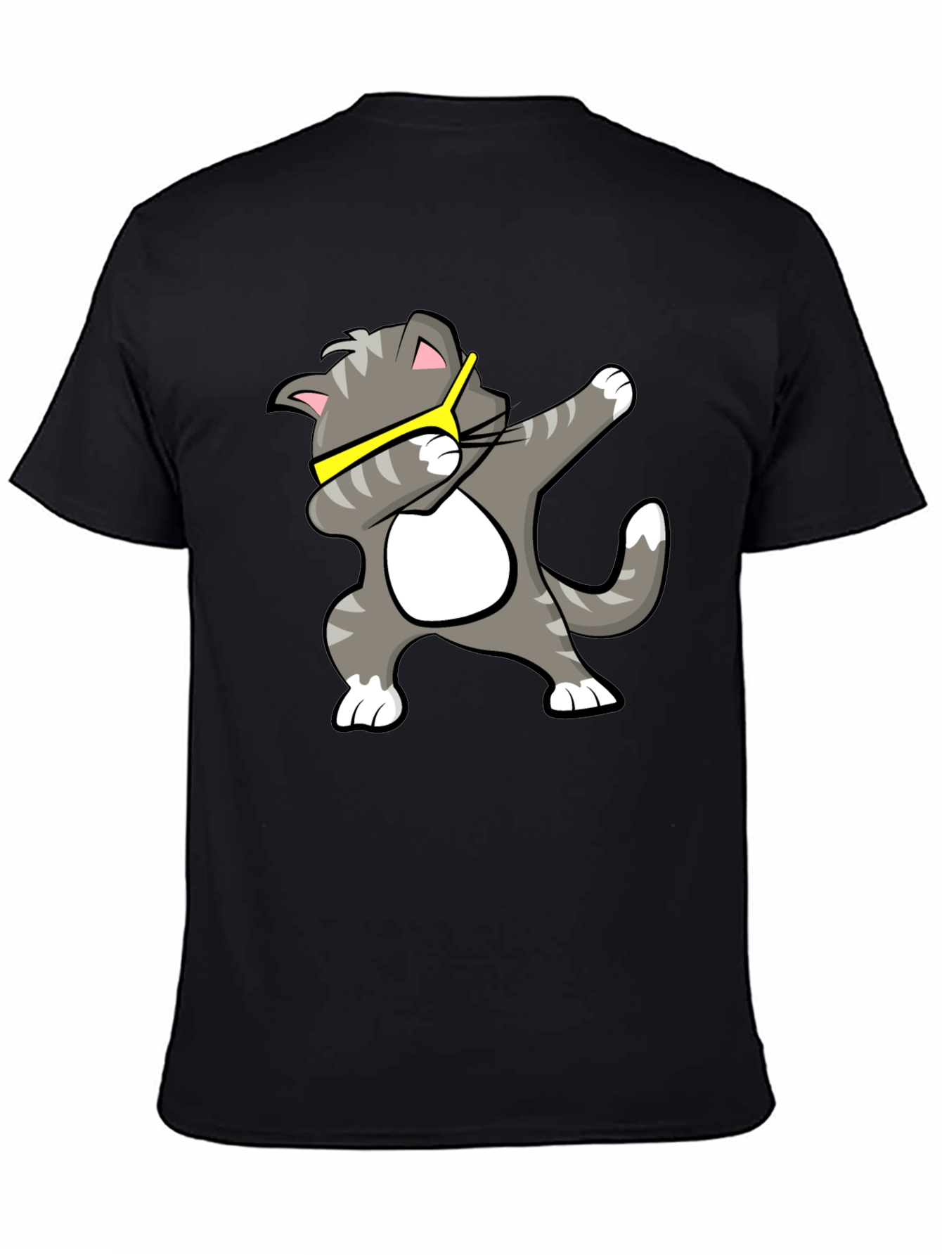 Black Cool Cat Dab T-Shirt - Black view 4