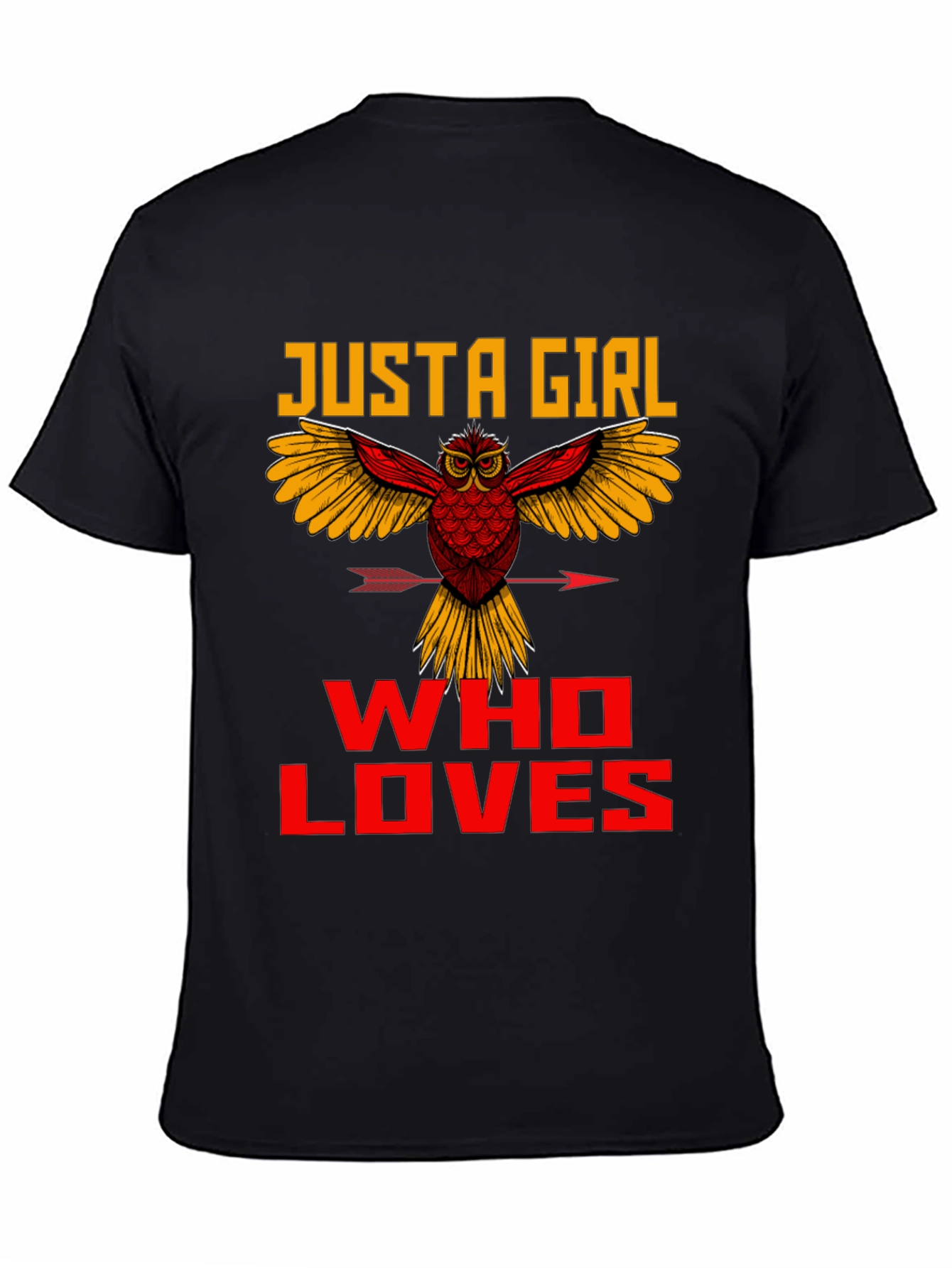 Black Just A Girl Who Loves Owls Graphic Tee view 4