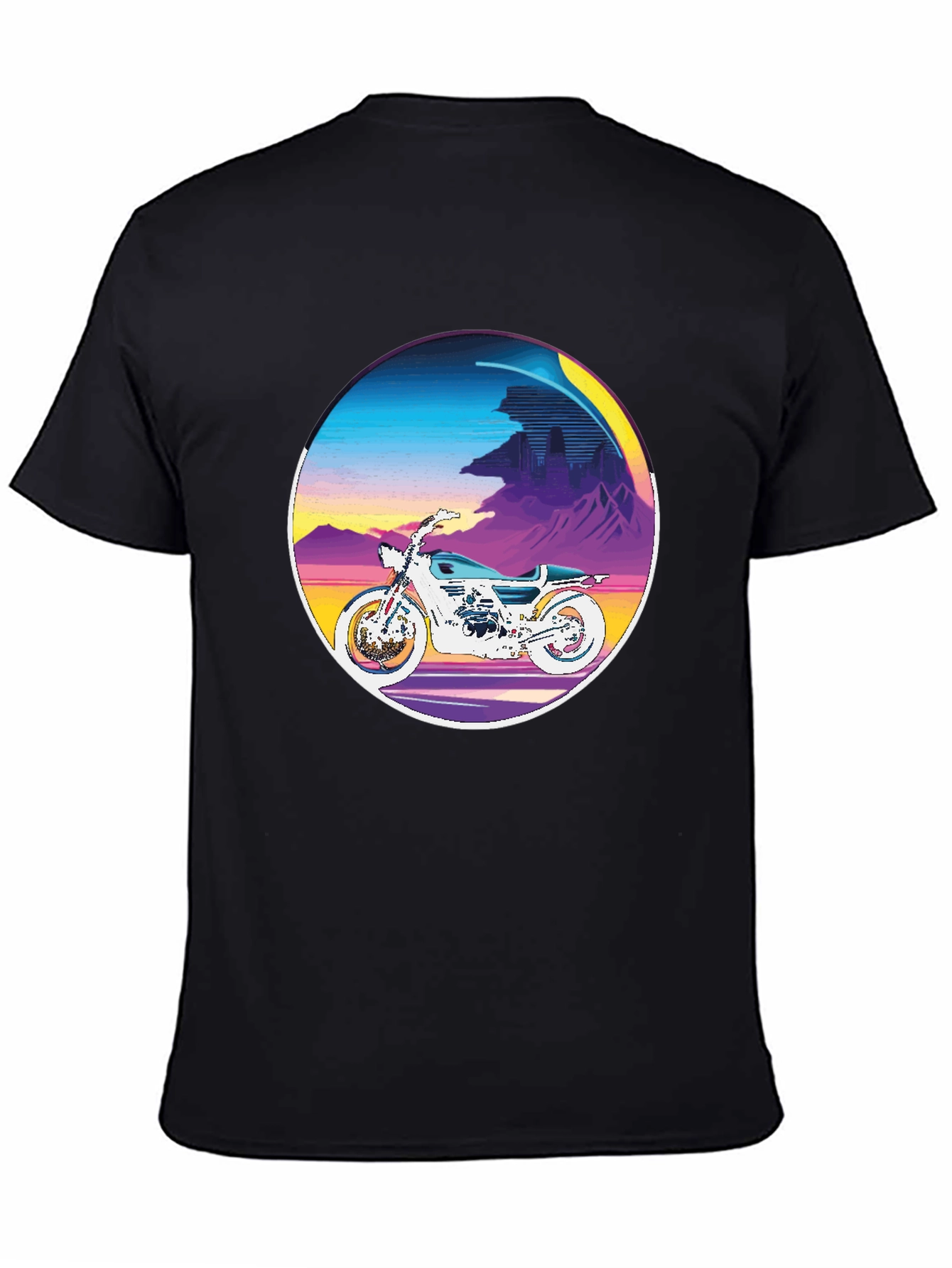 Black Retro Motorcycle Graphic Tee - Vintage Style view 4