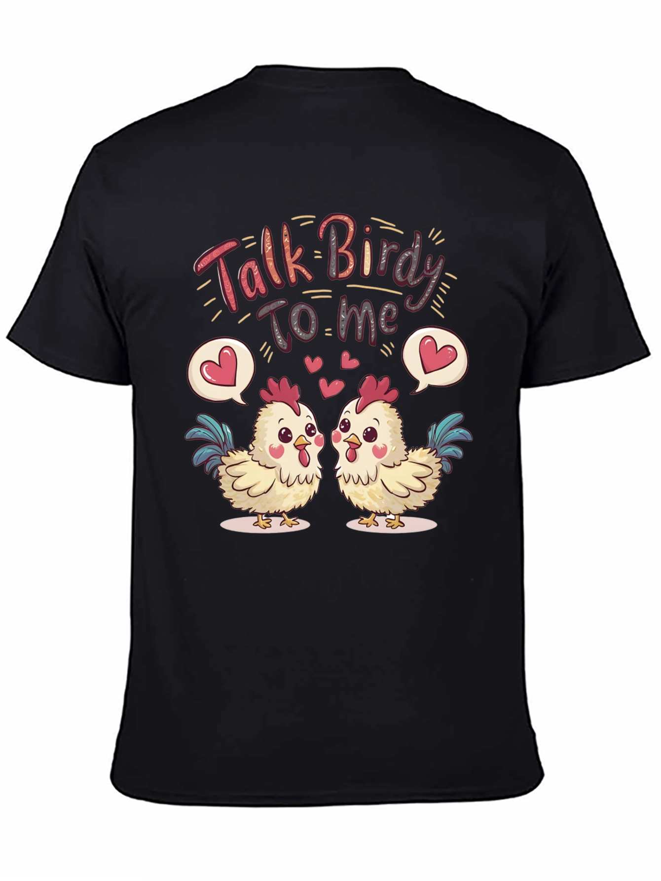 Black Talk Birdy To Me Chicken Graphic Tee view 4