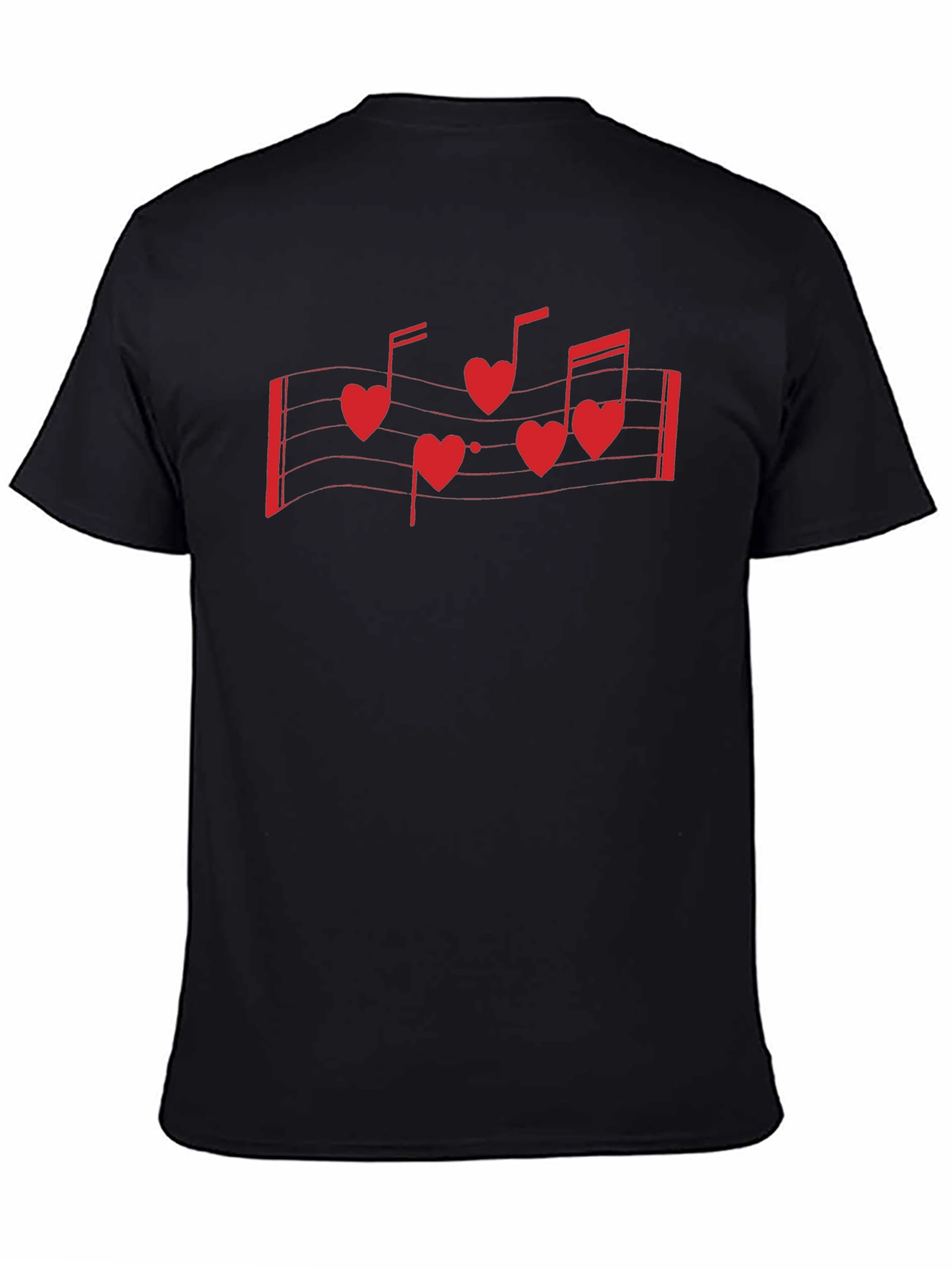 Black Musical Heart Notes Graphic Tee - Black view 4