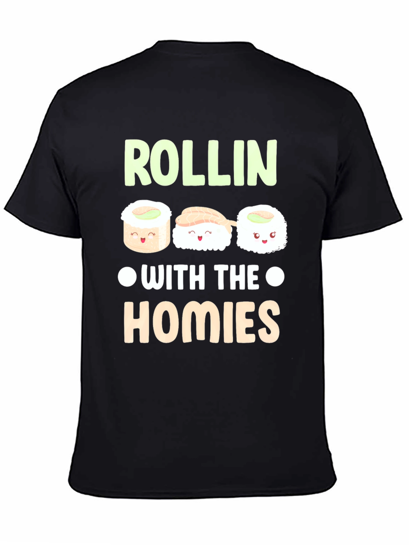 Black Rollin' with the Homies Sushi Graphic Tee view 4