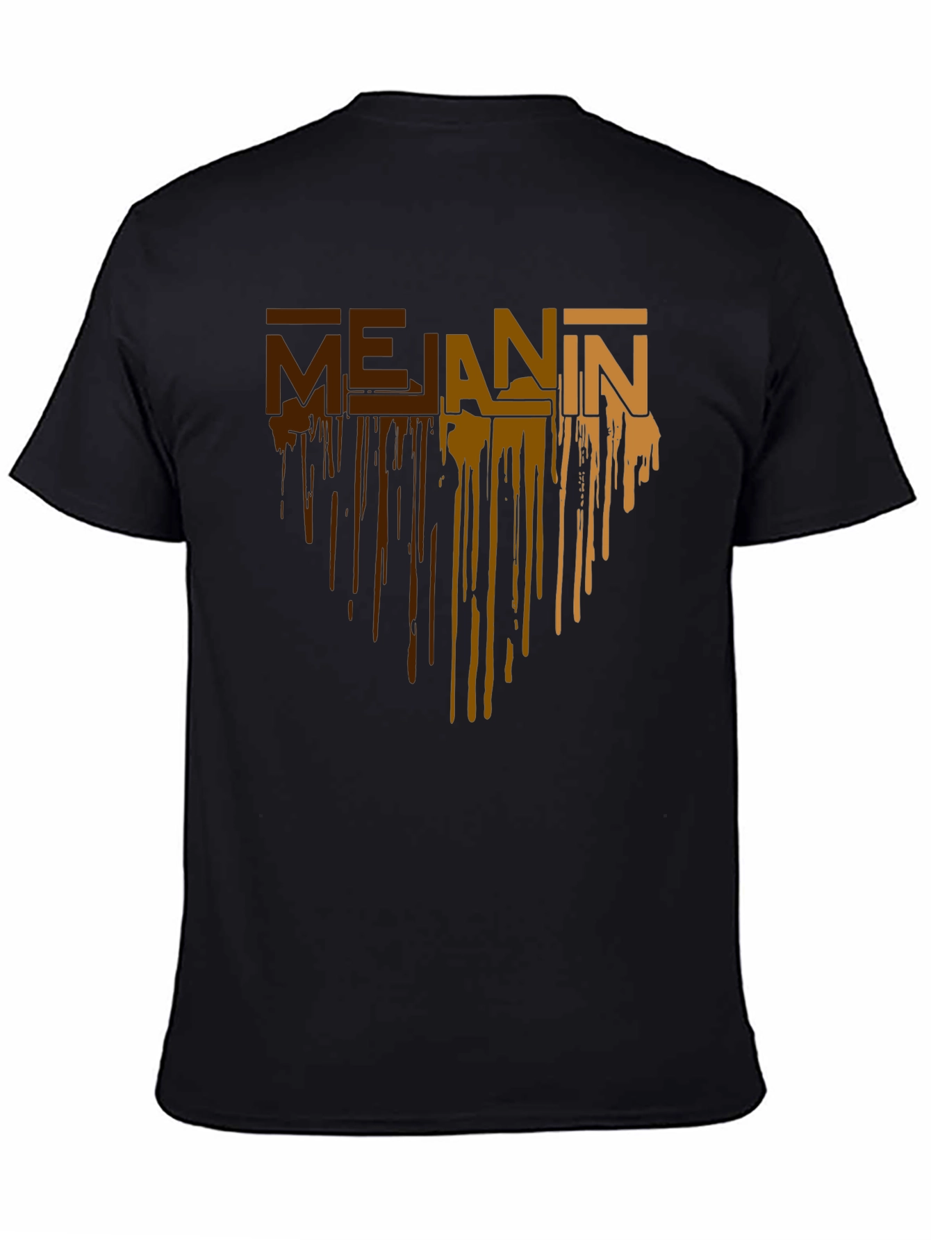 Black Melanin Drip Graphic T-Shirt - Black Cotton Tee view 4