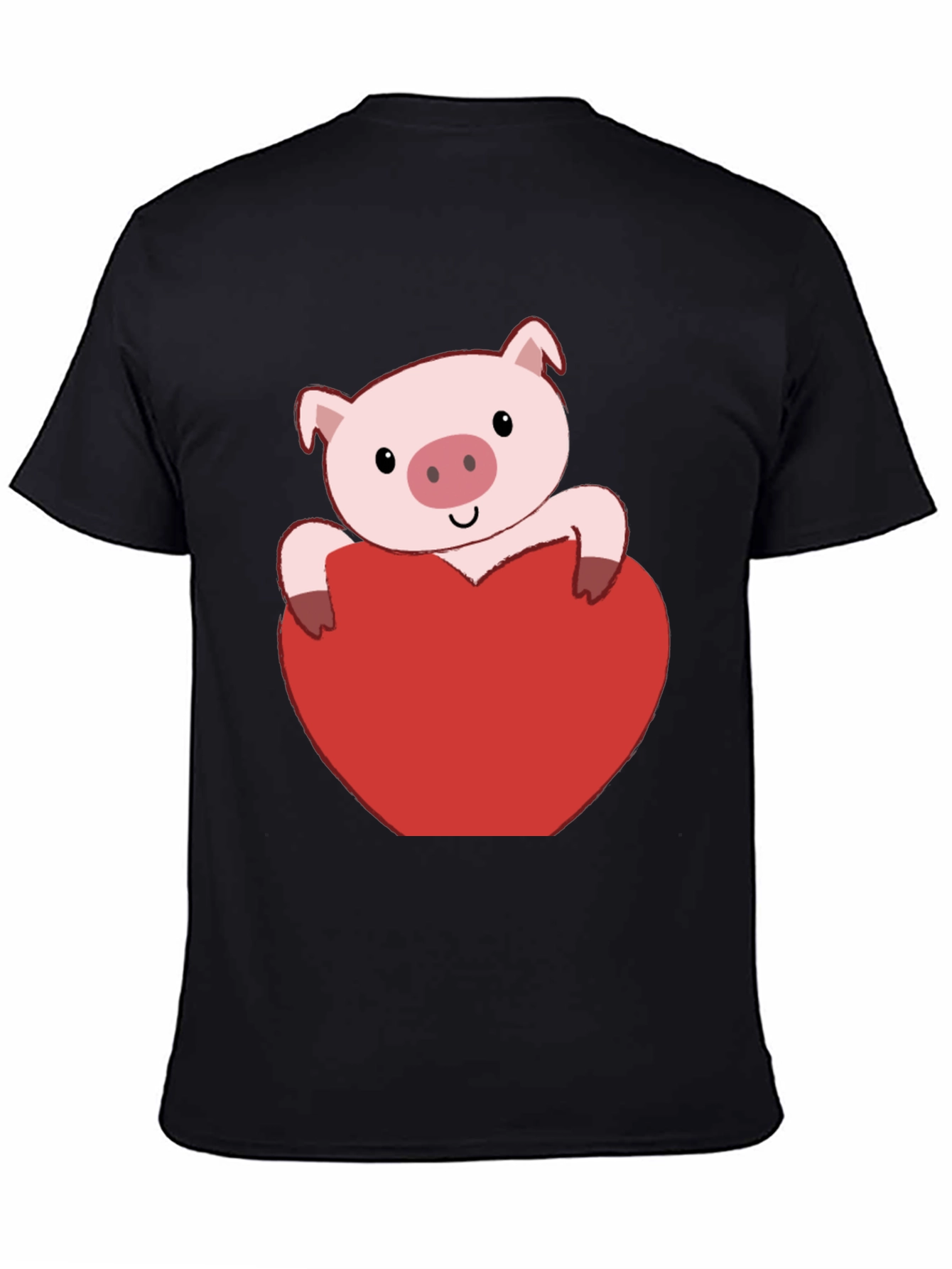Black Pig Heart Valentine's Day T-Shirt view 4