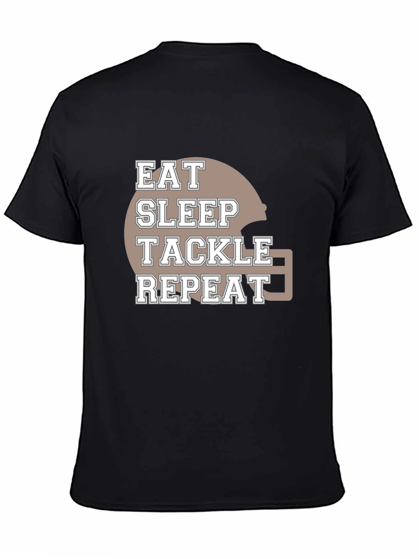 Black Eat Sleep Tackle Repeat Football T-Shirt view 4
