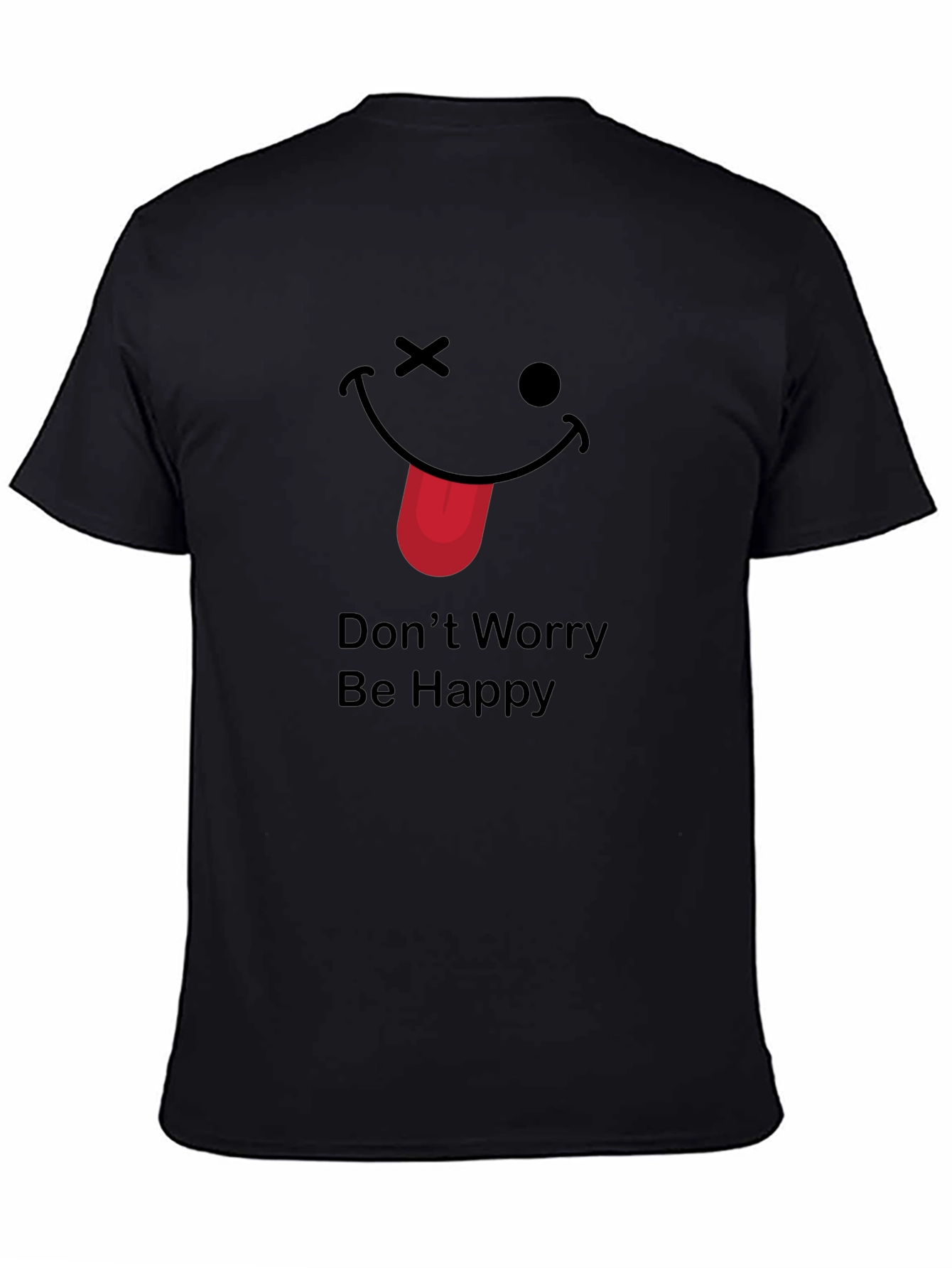 Black Funny "Don't Worry Be Happy" Graphic Tee view 4