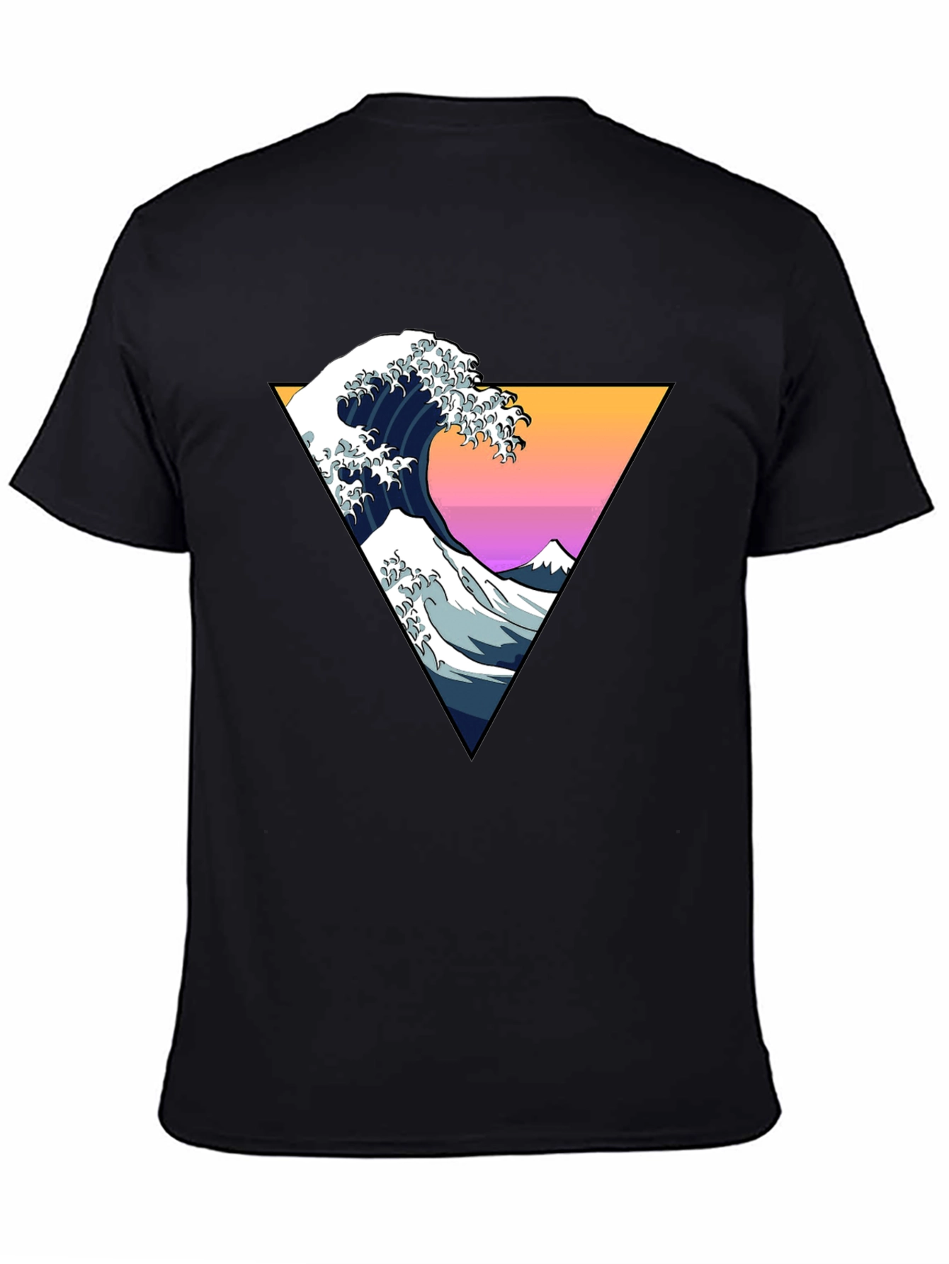 Black Great Wave Geometric Triangle T-Shirt view 4