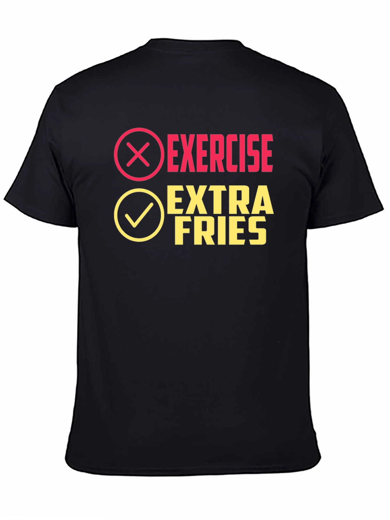 Black Exercise? Extra Fries! Funny Graphic Tee view 4