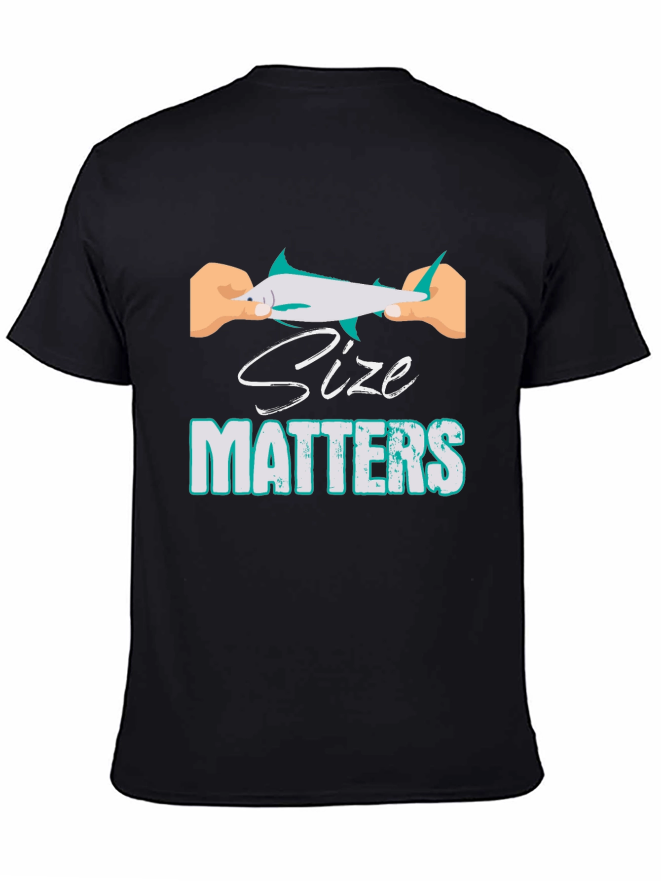 Black Size Matters Funny Fishing T-Shirt view 4