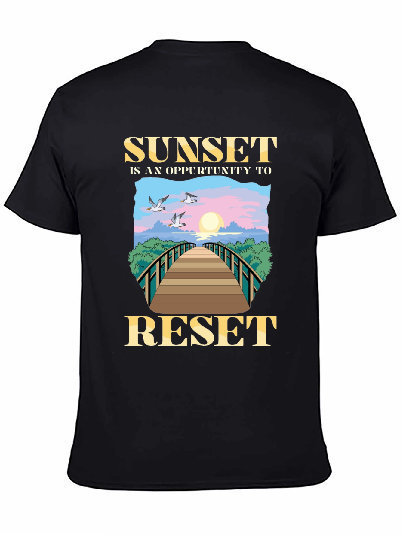 Black Sunset Reset Graphic Tee view 4
