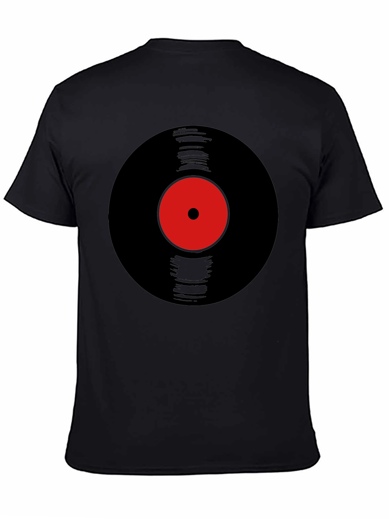 Black Retro Vinyl Record Graphic Tee - Black view 4