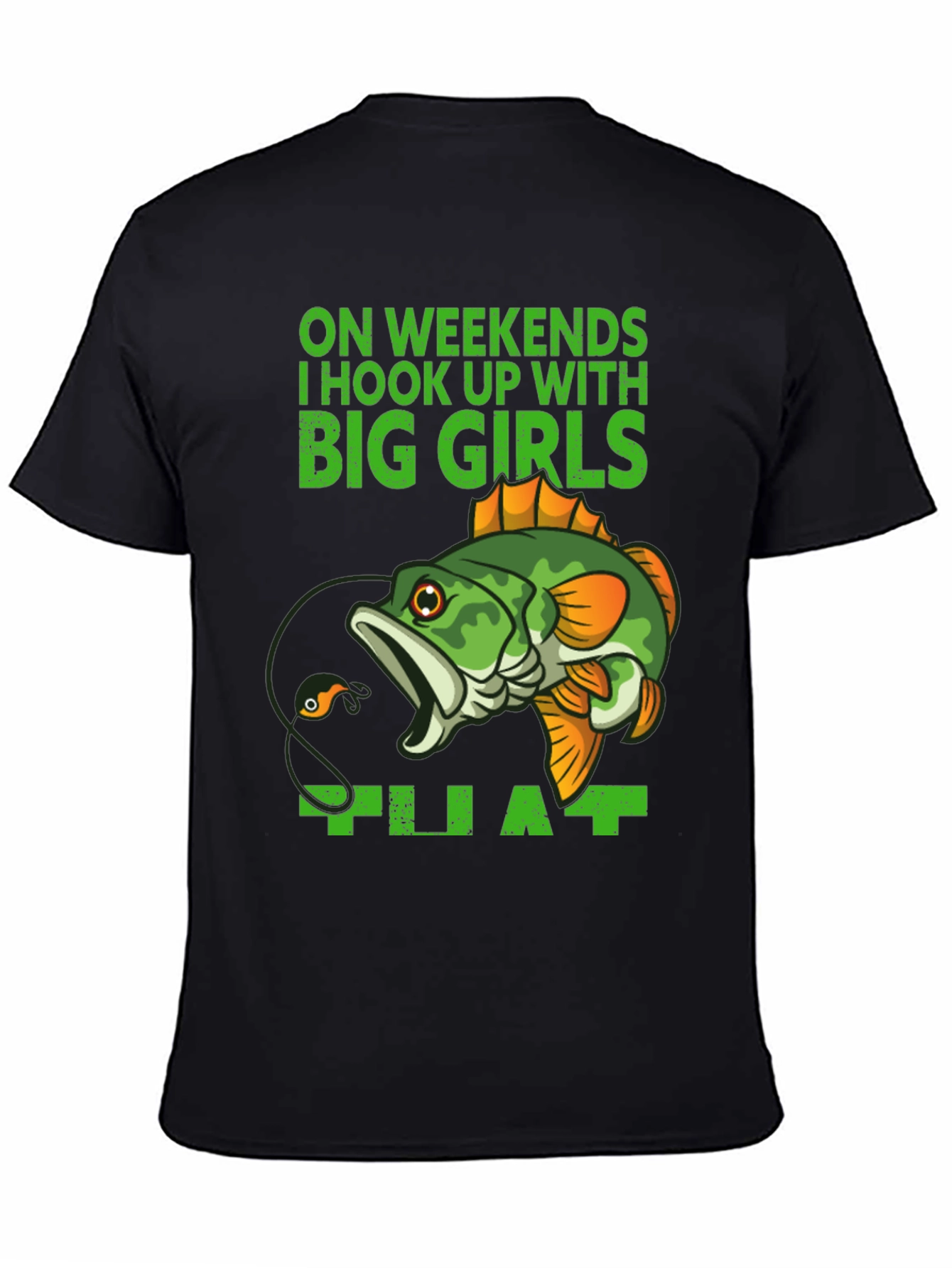 Black Fishing Hook Up Funny Graphic T-Shirt view 4