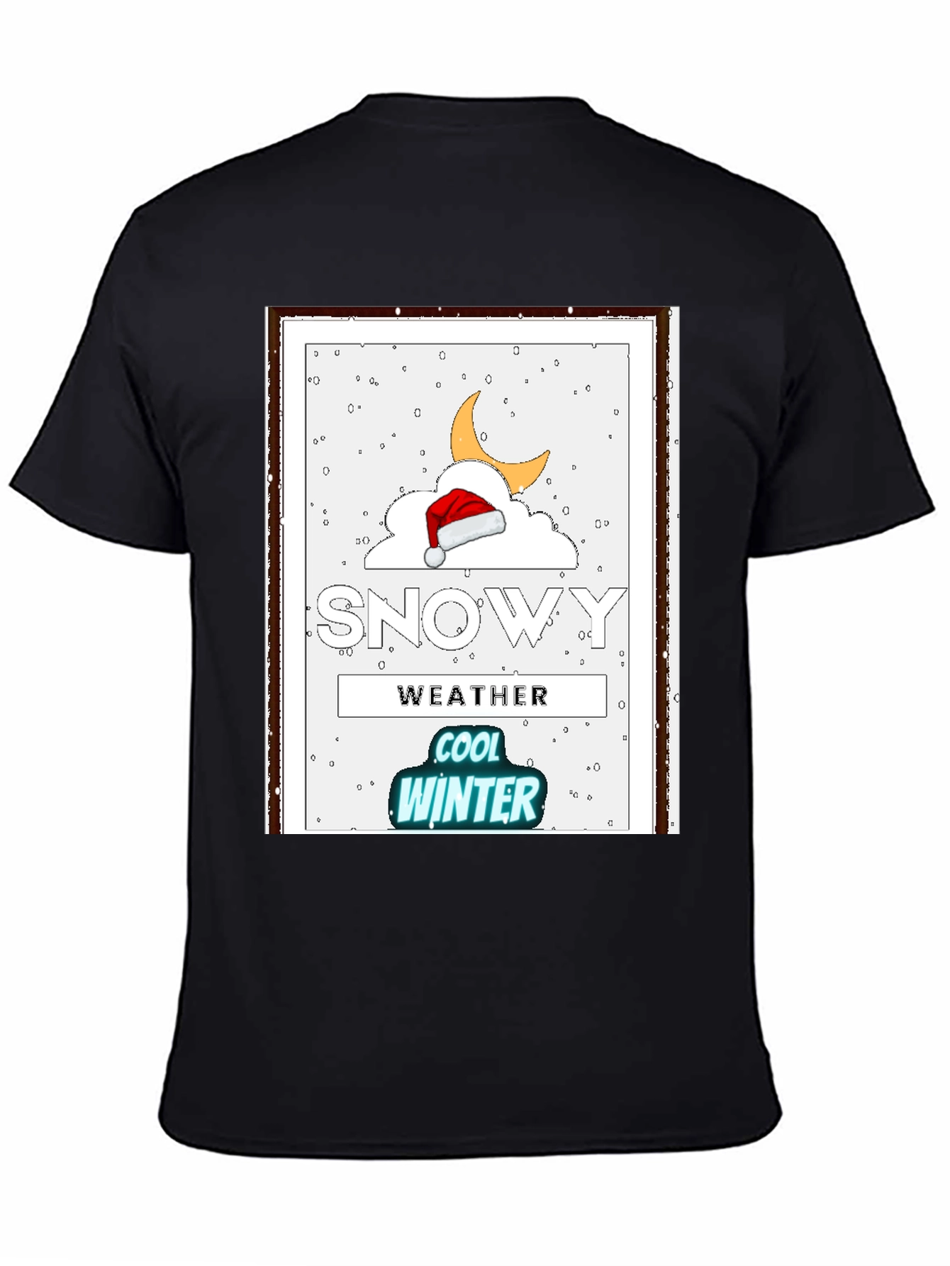 Black Snowy Weather Cool Winter T-Shirt view 4