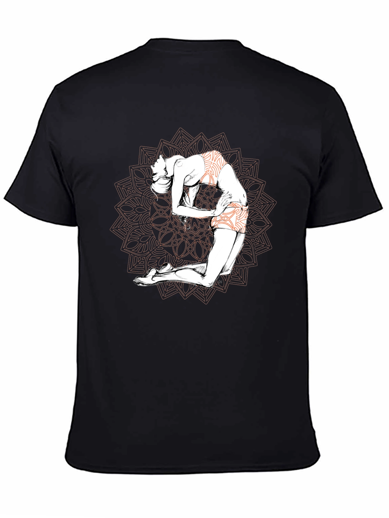 Black Yoga Mandala Graphic T-Shirt - Black view 4