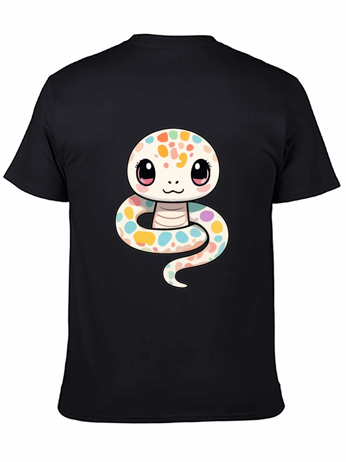 Black Cute Cartoon Snake Graphic T-Shirt view 4