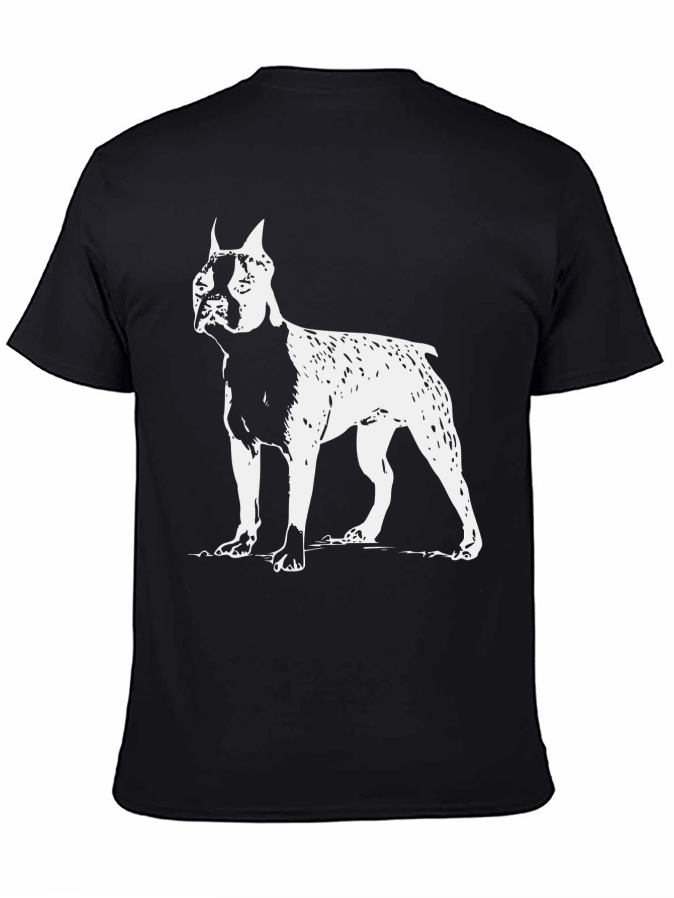 Black Boxer Dog Graphic Tee - Black Cotton T-Shirt view 4