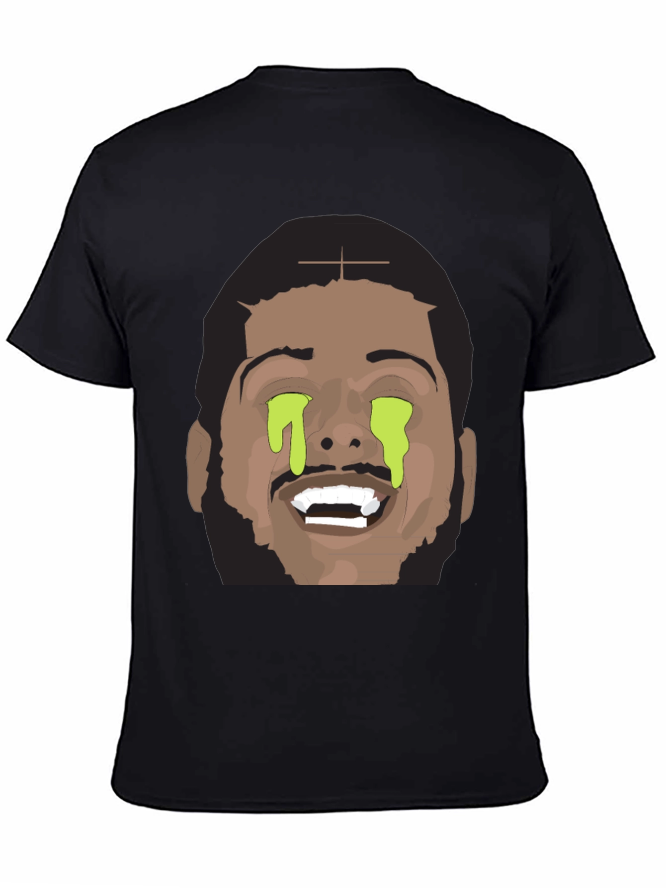 Black Graphic Tee with Dripping Eyes Design view 4