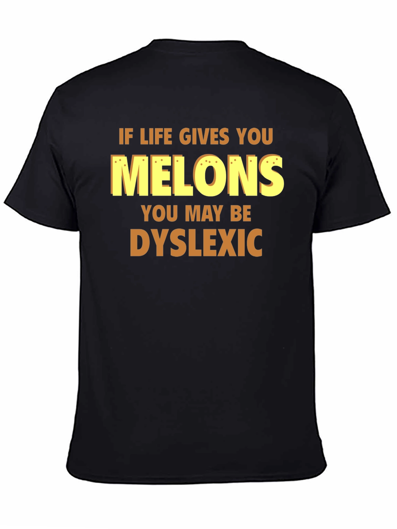 Black Dyslexic Melons Graphic T-Shirt - Funny Humor Tee view 4