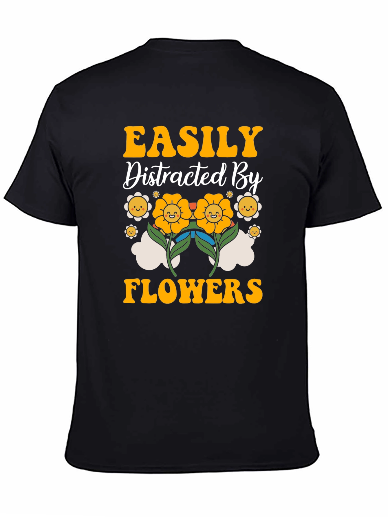 Black Easily Distracted By Flowers Graphic T-Shirt view 4