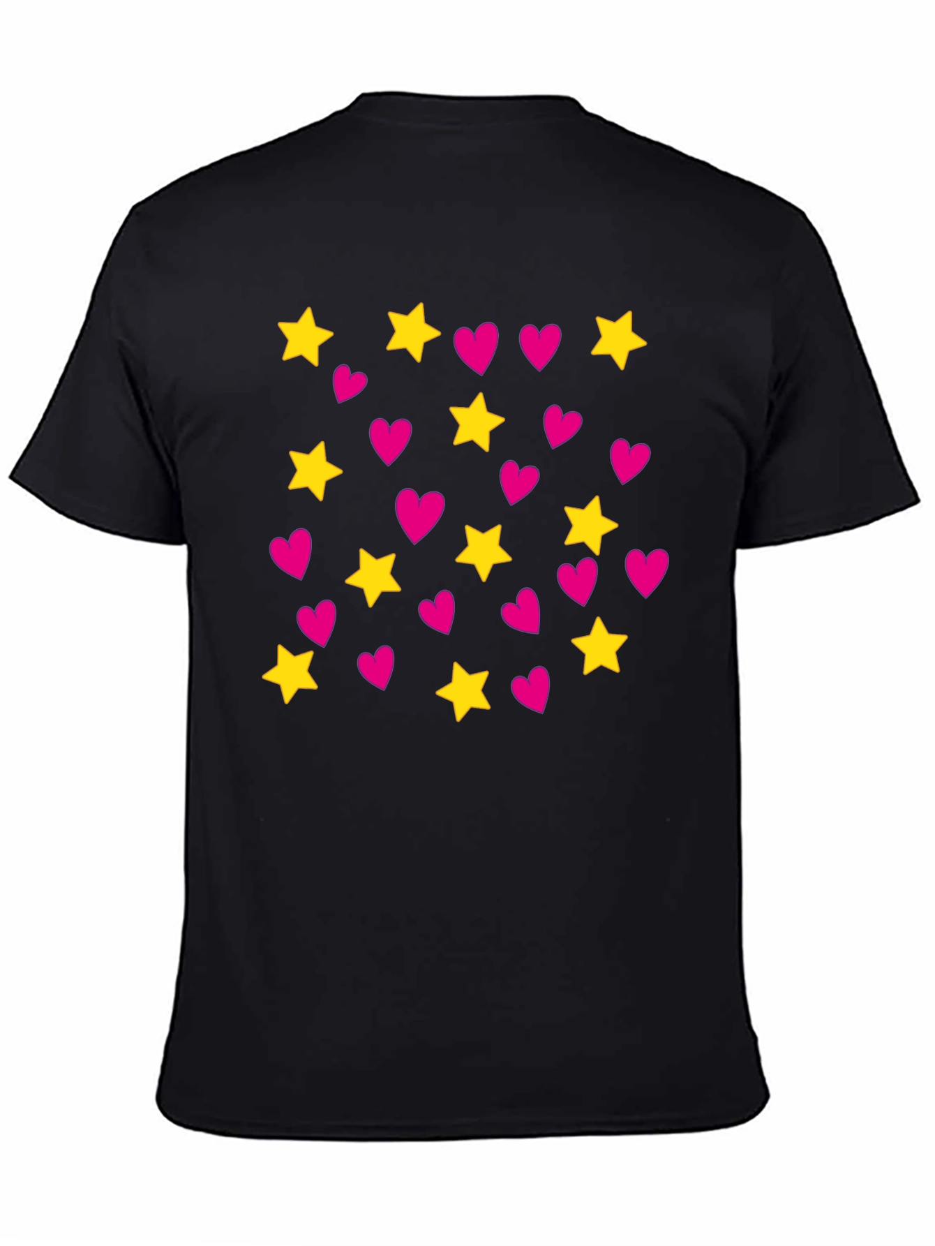 Black Star and Heart Pattern T-Shirt view 4